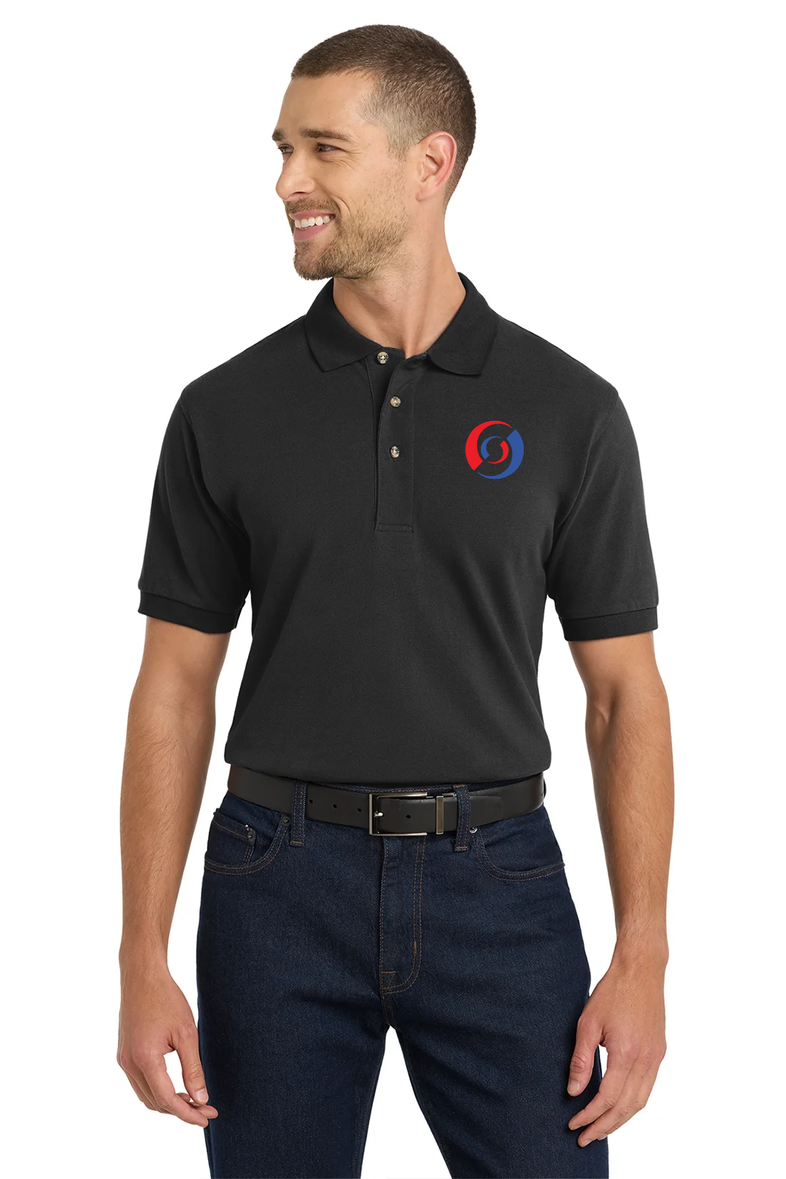 Port Authority Heavyweight Customized Cotton Pique Polos, Black [Mechanical Solutions]