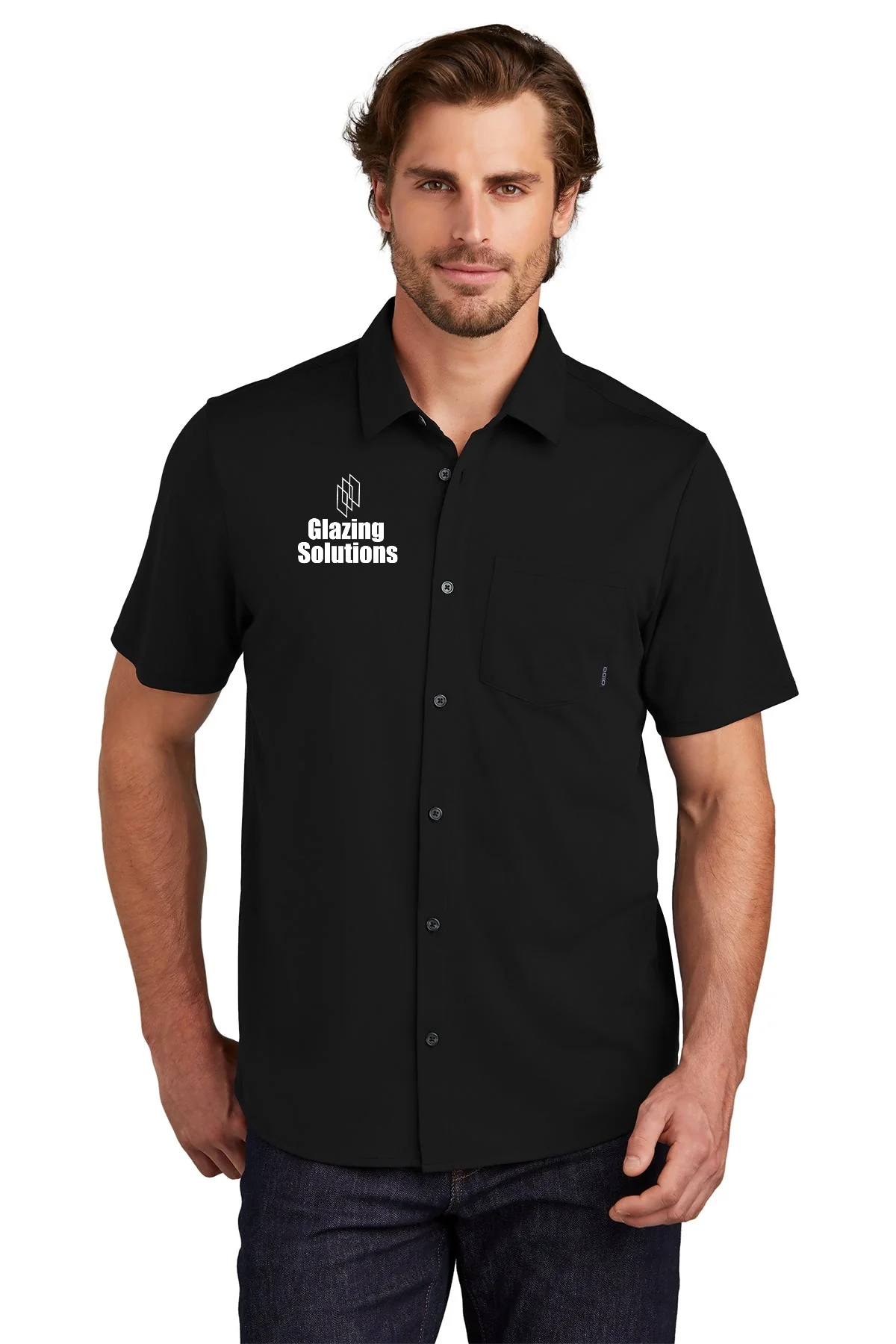 OGIO Extend Short Sleeve Custom Button Downs, Blacktop [Glazing Solutions]