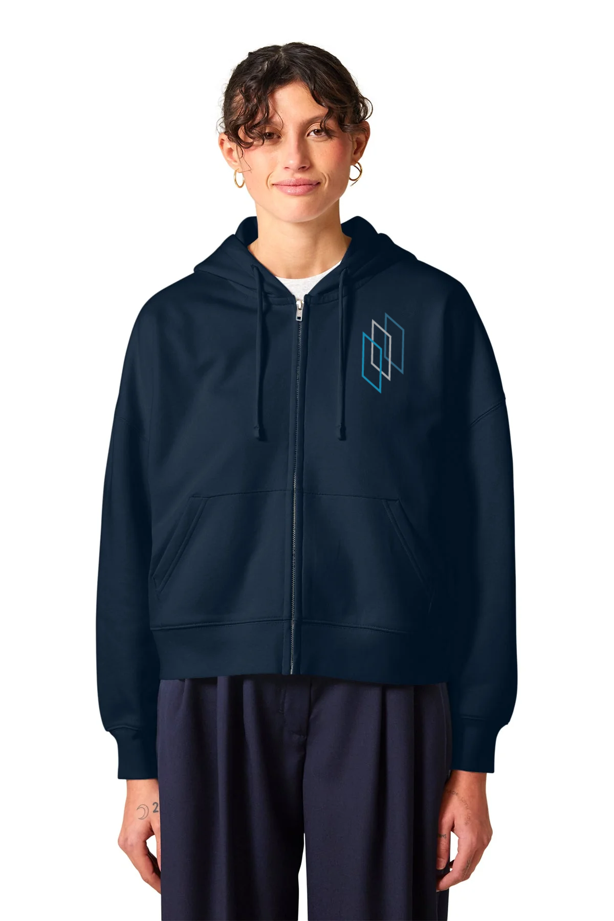 Stanley Stella Women’s Ida Full-Zip Custom Hooded Sweatshirts, French Navy [Glazing Solutions]