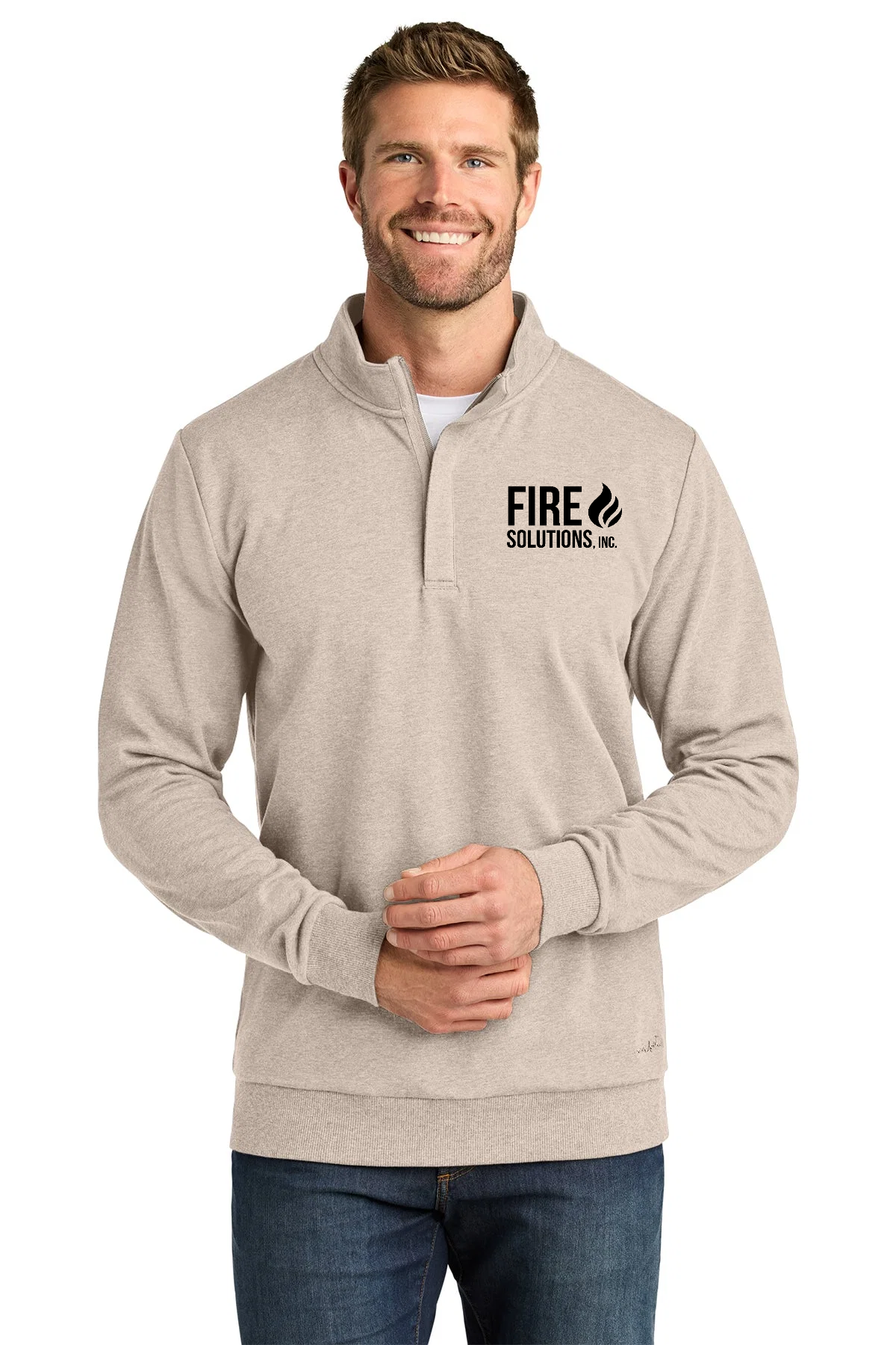 TravisMathew Ocean Villa Custom 1/4-Zips, Natural Heather [Fire Solutions]