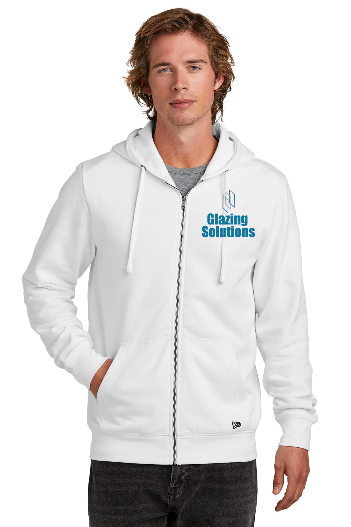 New Era Comeback Fleece Full-Zip Custom Hoodies, White [Glazing Solutions]