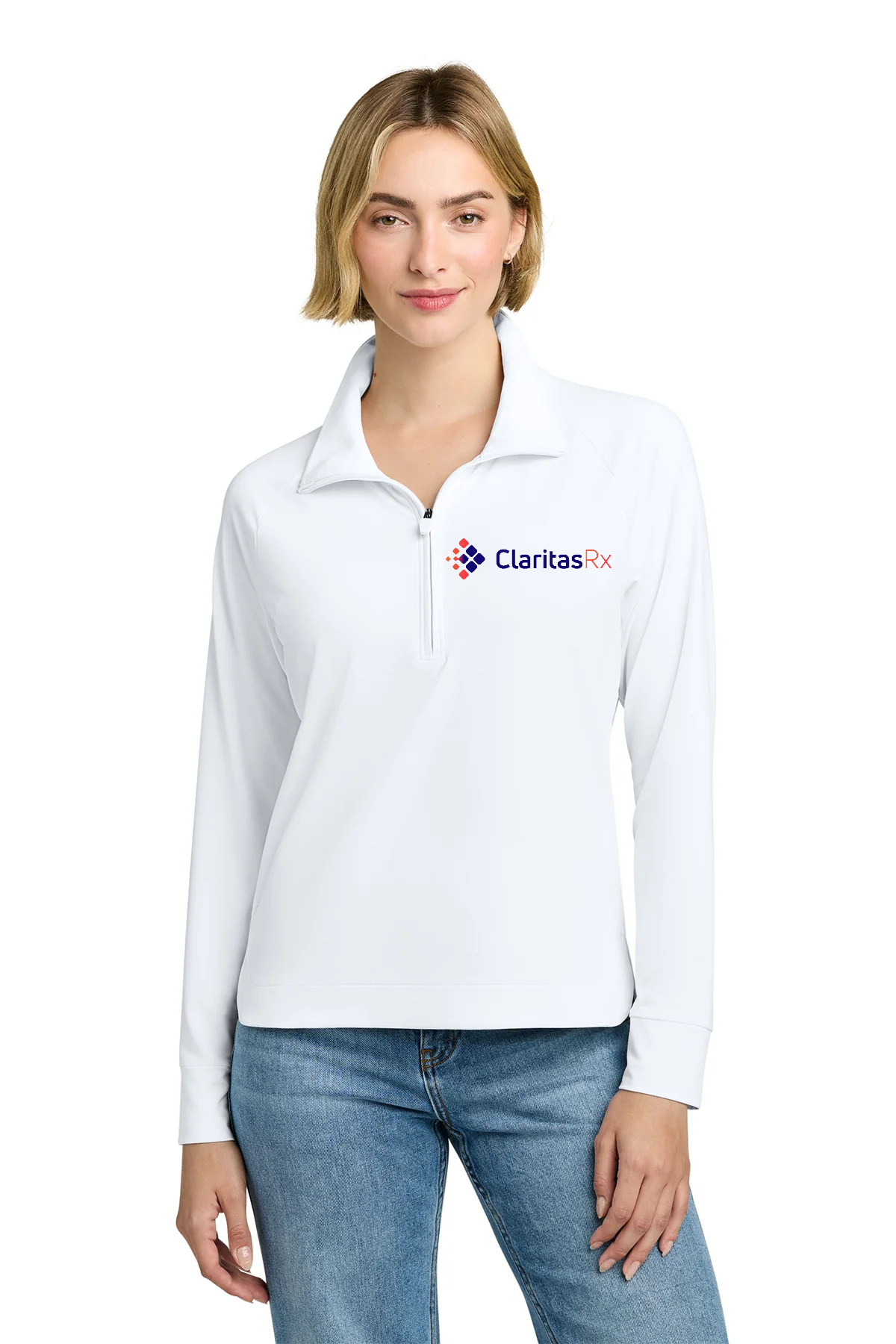 Brooks Brothers Womens Luxe Performance Custom 1/4-Zips, White [Claritas Rx]