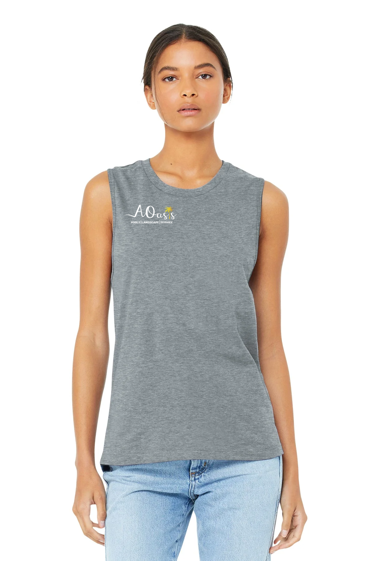 Bella Canvas Womens Jersey Muscle Tank, Athletic Heather [A Oasis Pools and Outdoor Living]