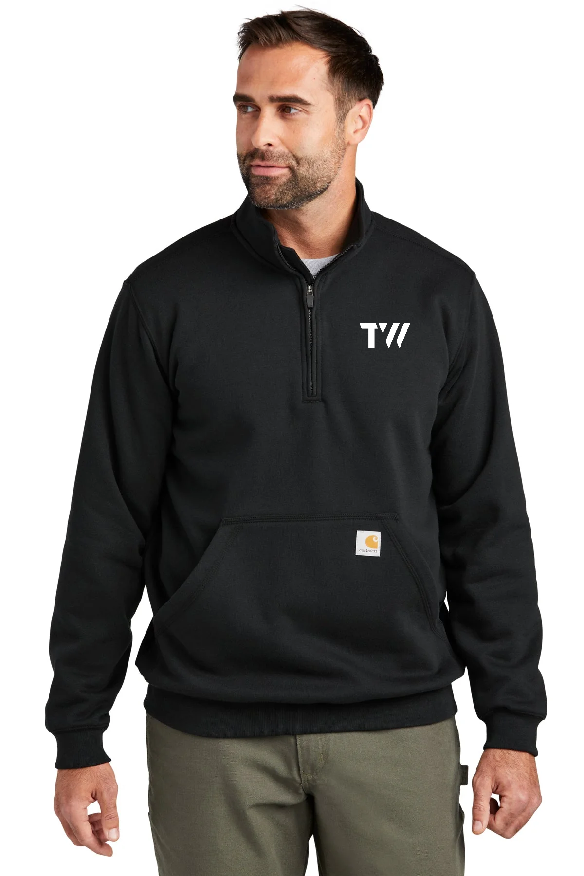 Carhartt Mock Neck Custom Sweatshirts, Black [TW Constructors]