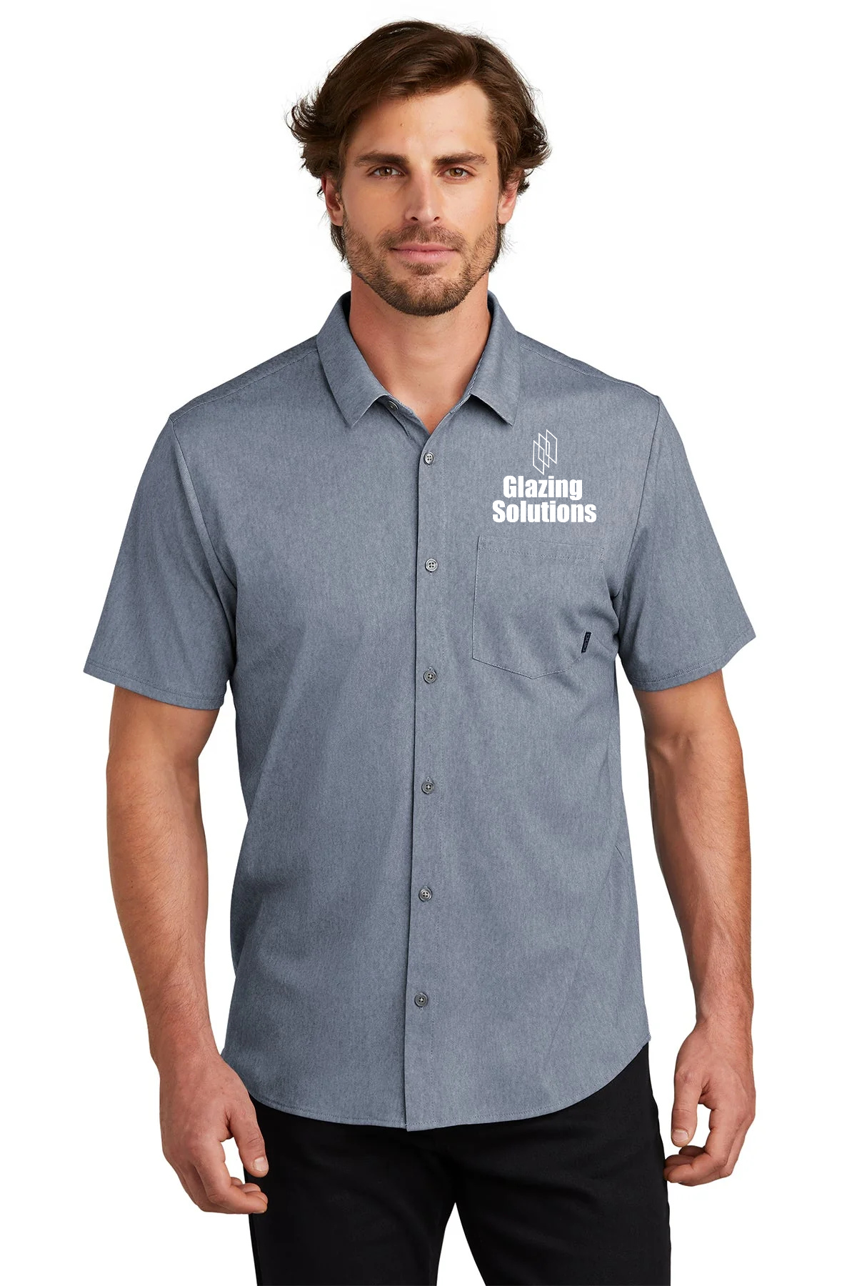 OGIO Extend Short Sleeve Button Down, Deep Blue Heather [Glazing Solutions]