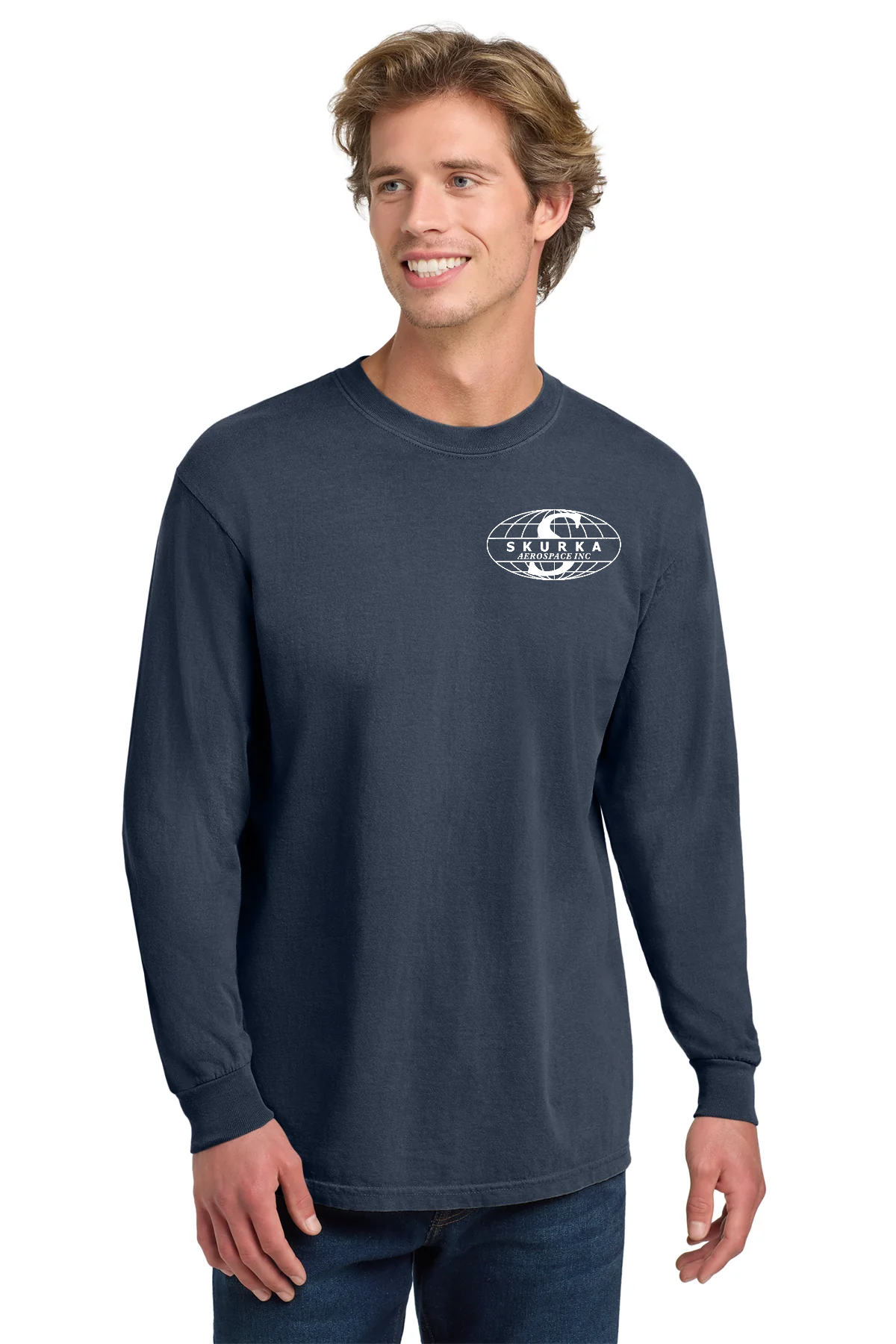 Comfort Colors Heavyweight Custom Ring Spun Long Sleeve Tees, Navy [Skurka Aerospace, Inc.]