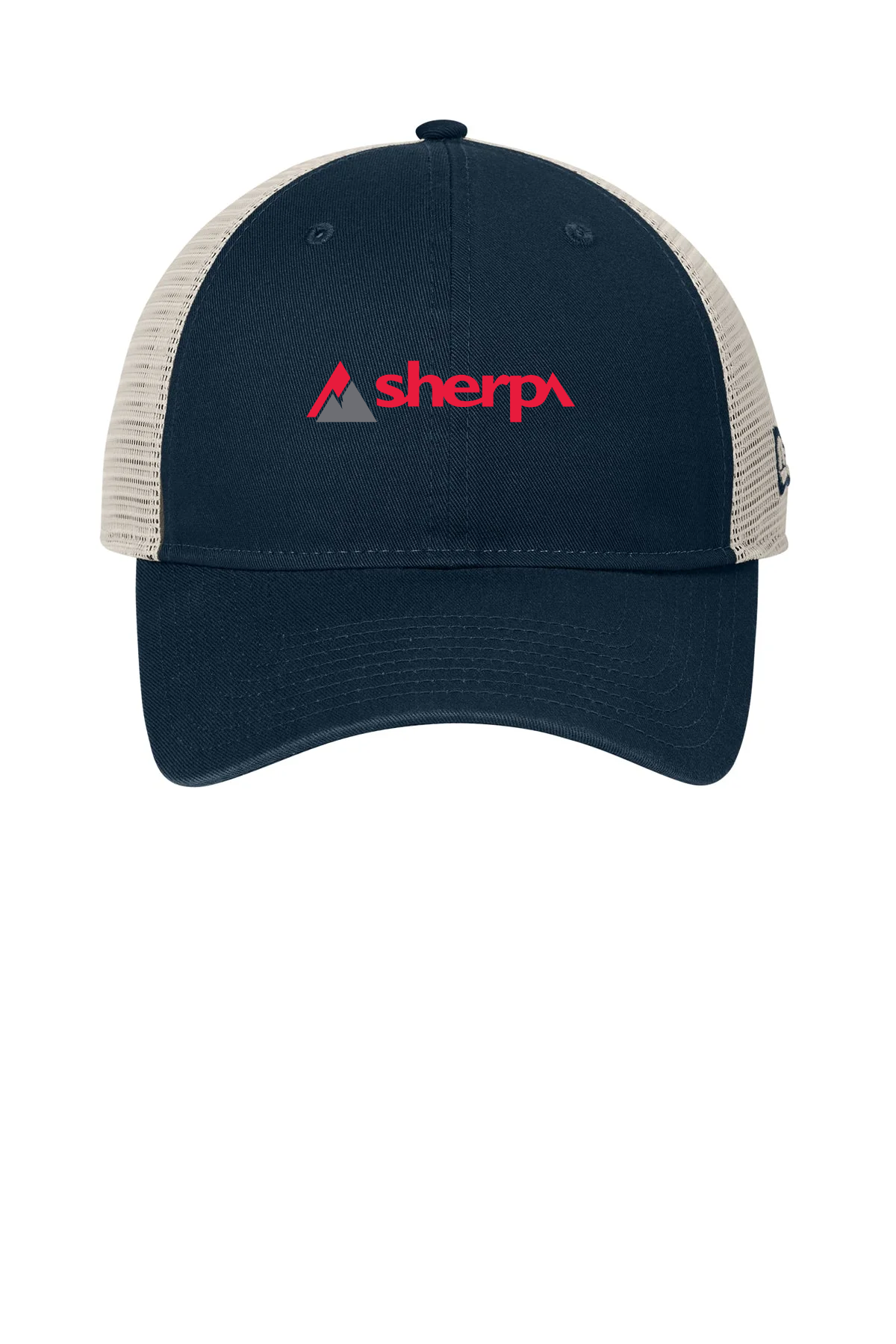 New Era 9TWENTY Unstructured Mesh Snapback Custom Caps, Deep Navy/ Stone [Sherpa LLC]