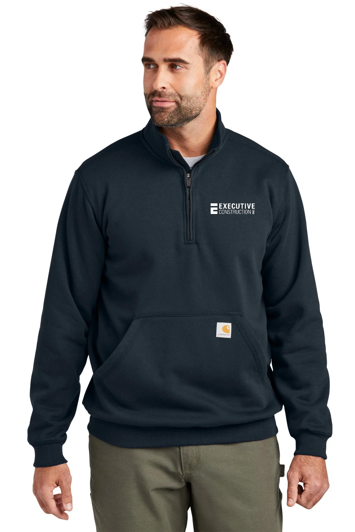 Carhartt Mock Neck Custom Sweatshirts, New Navy [Executive Construction]