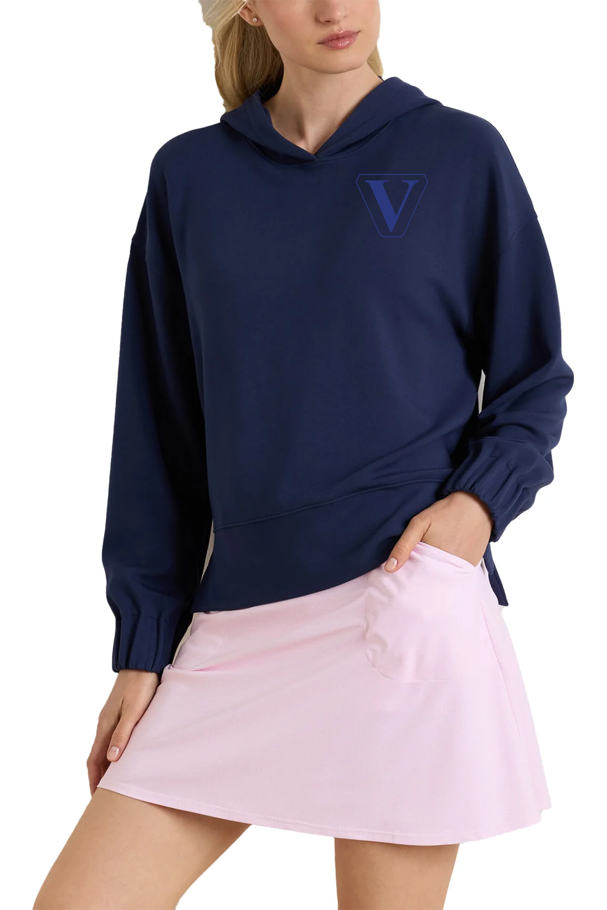 Peter Millar Women's Flora Knit Custom Hoodies, Navy [Vision Electric and Systems]