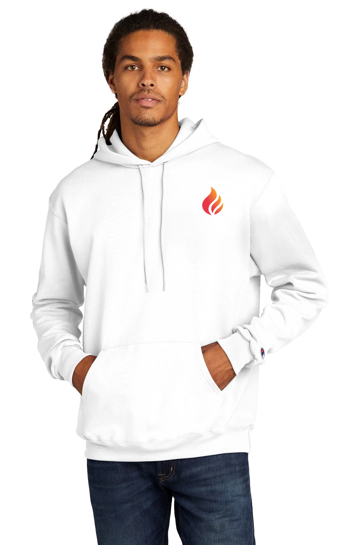 Champion Eco Fleece Pullover Hoodie, White [Fire Solutions]