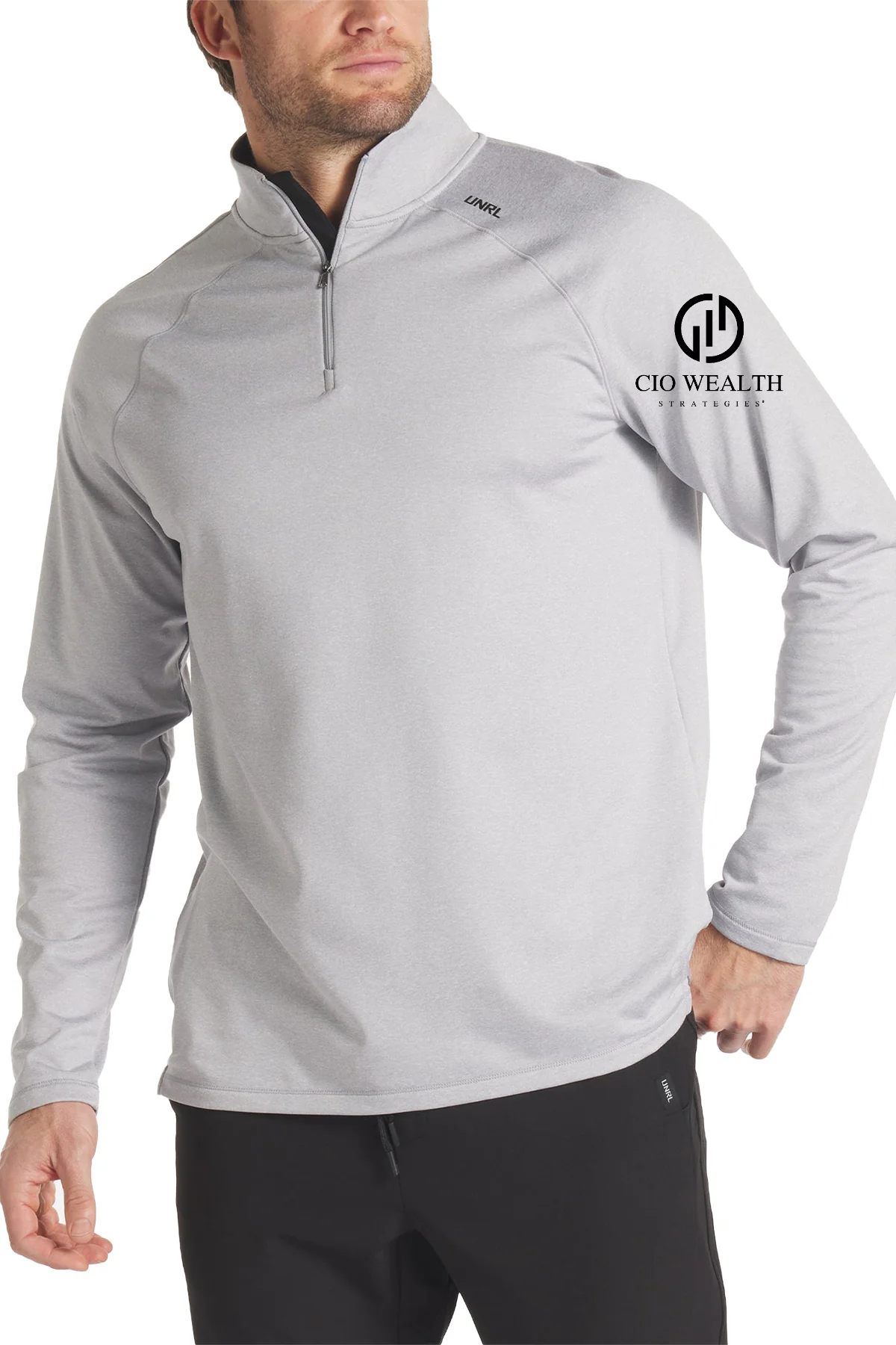 UNRL Interlock Custom Quarter Zips, Heather Gray [CIO Wealth Strategies]