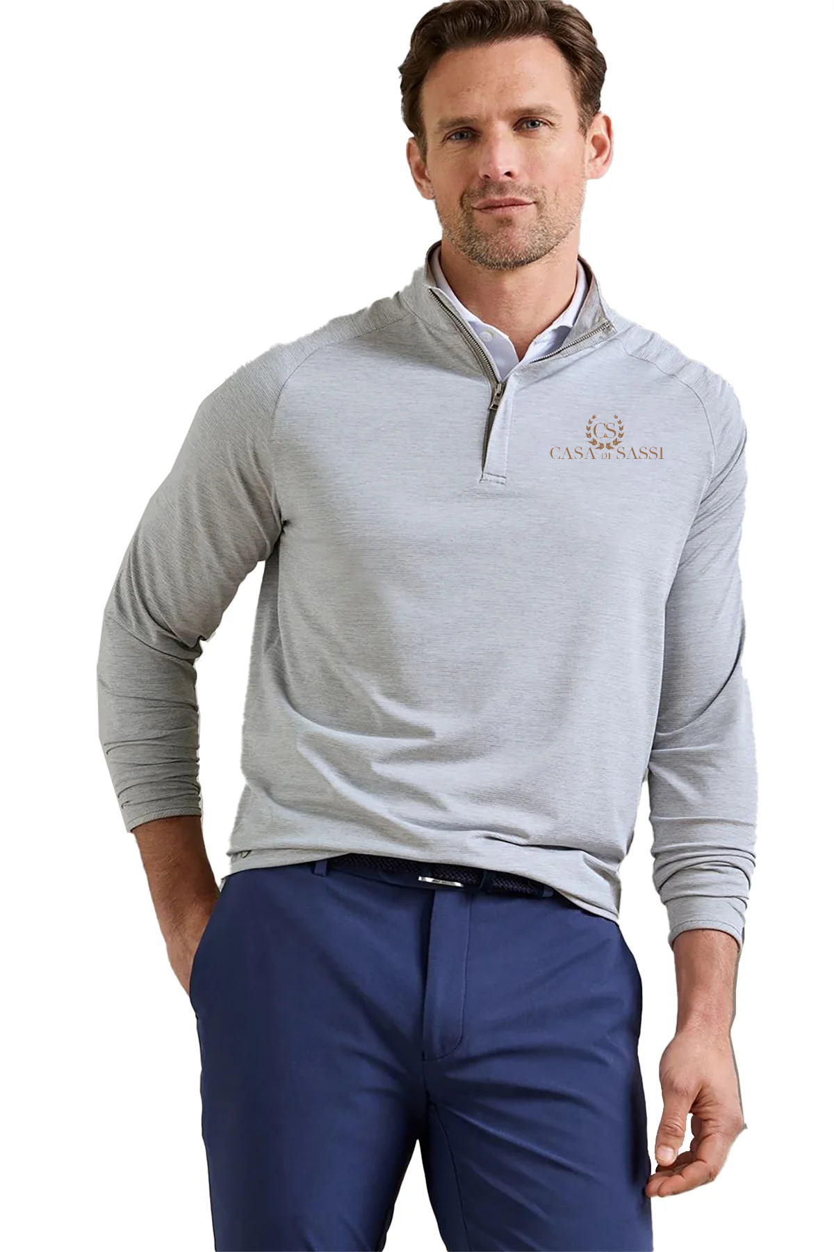 Peter Millar Stealth Stripe Performance Custom Quarter-Zips, Gale Grey [Casa Di Sassi  Crafted Collection Fall 2026]