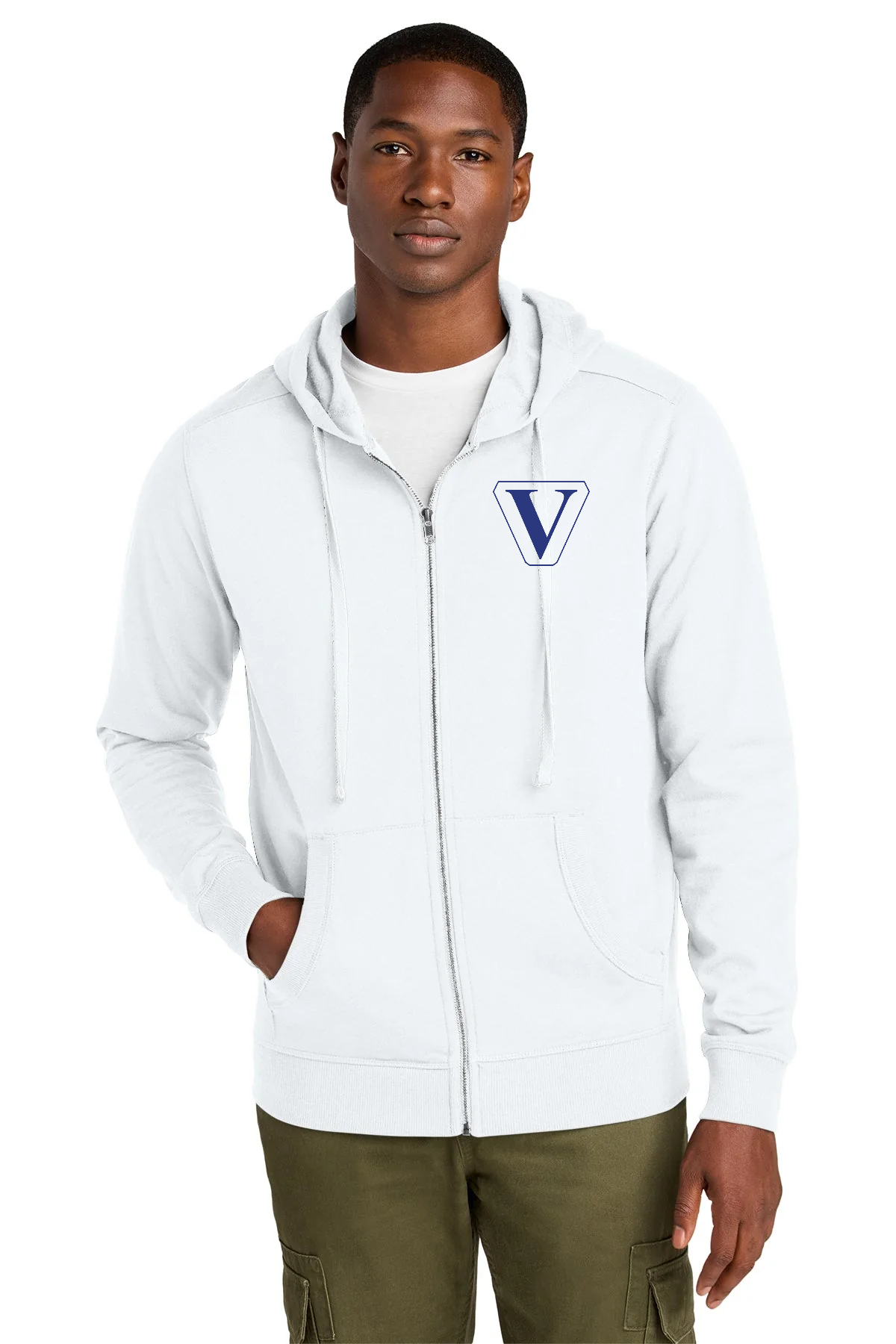 District Re-Fleece Full-Zip Custom Hoodies, White [Vision Electric and Systems]