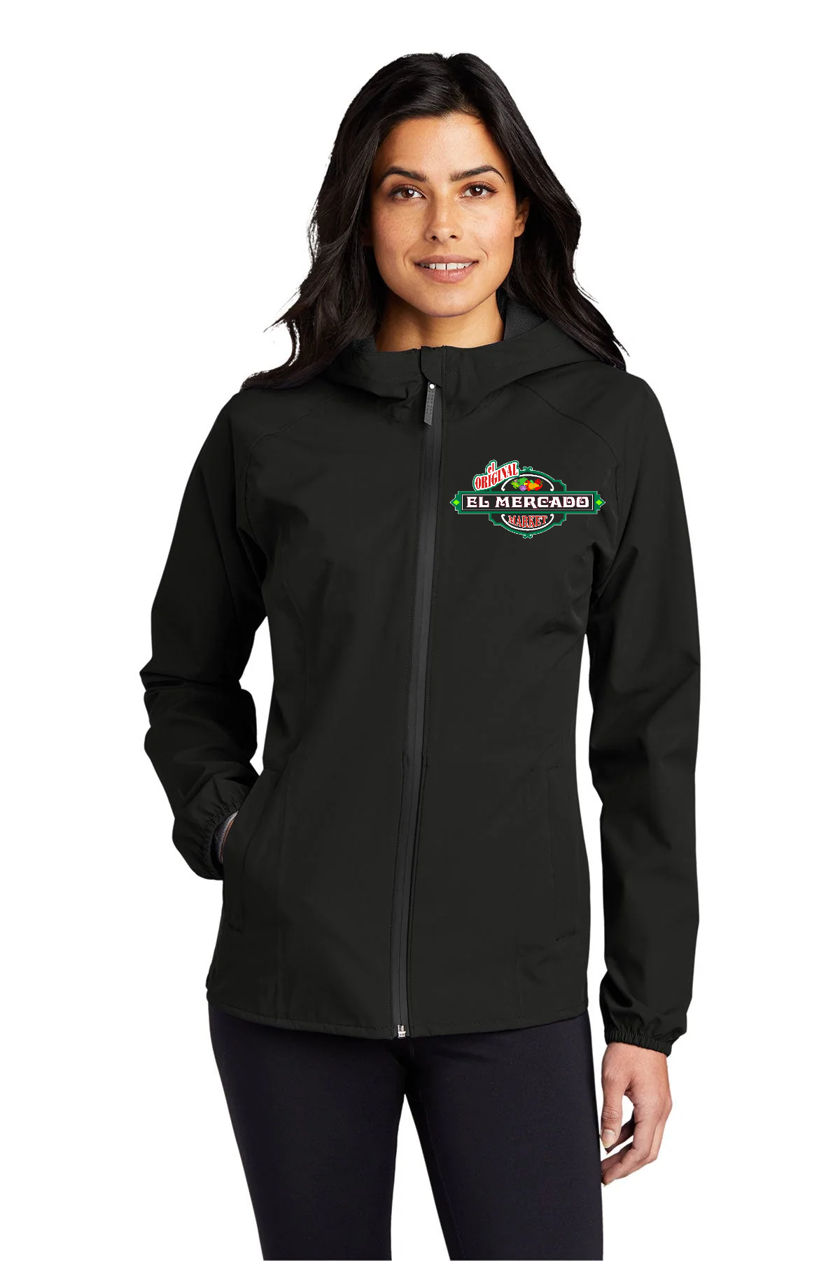 Port Authority Ladies Essential Branded Rain Jackets, Deep Black [El Mercado Market]