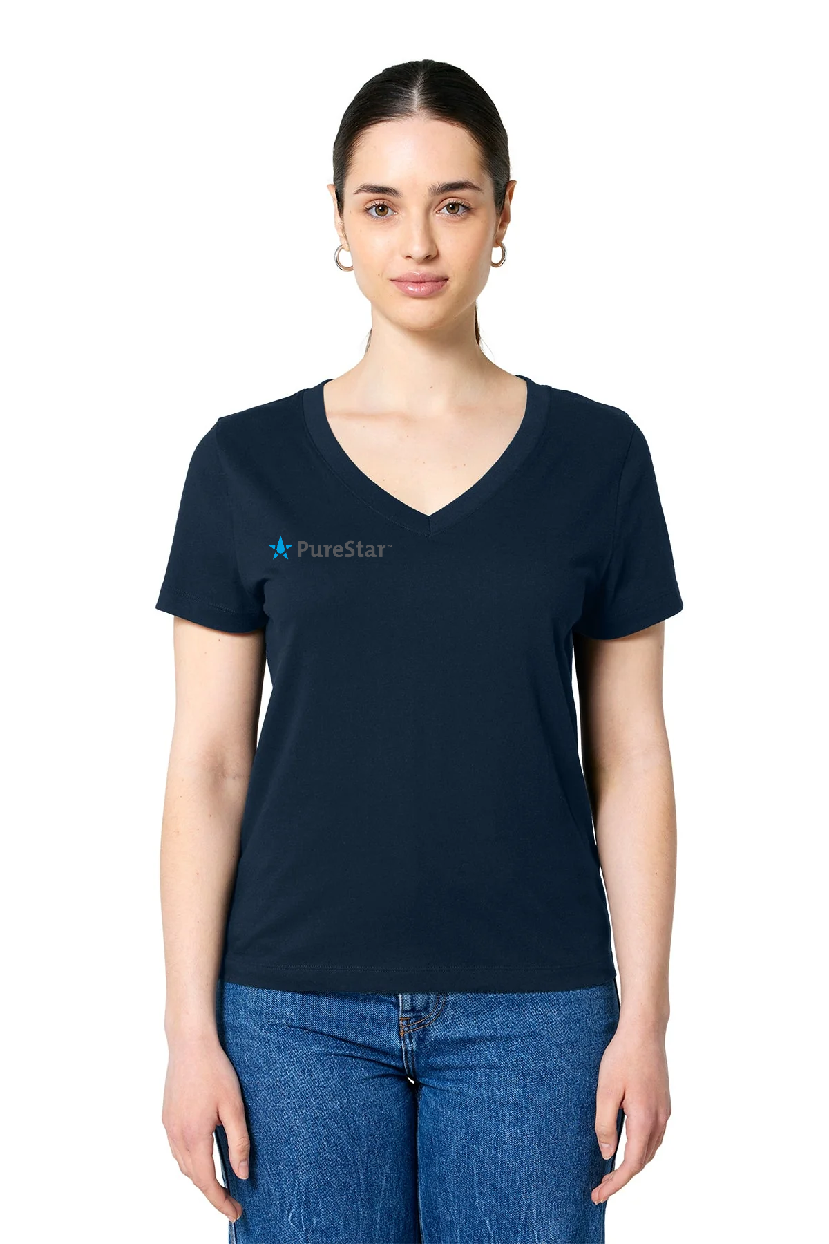 Stanley Stella Women’s Isla V-Neck Custom Tee's, French Navy [PureStar]