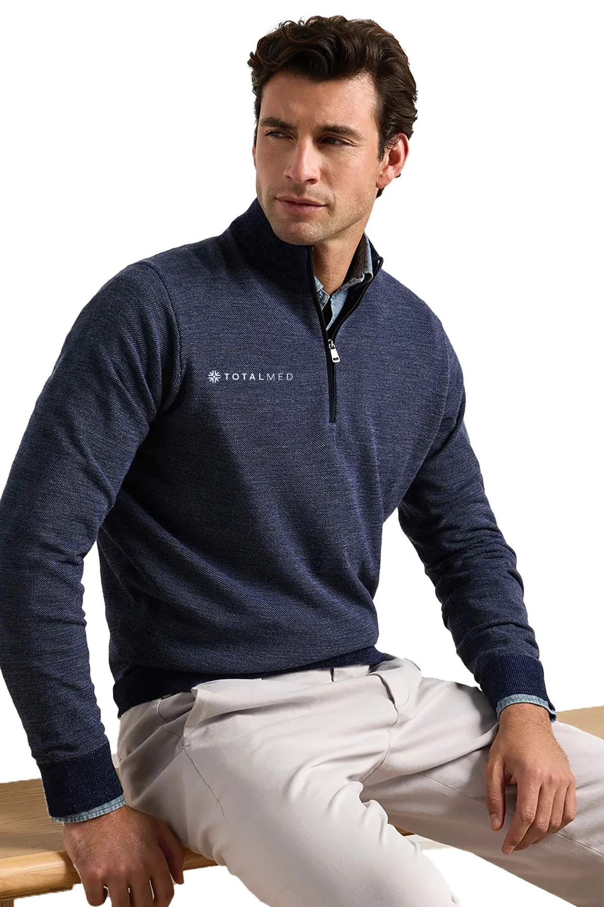 Peter Millar Blair Birdseye Custom Quarter-Zip Sweaters, Navy [TotalMed SURGE Store]