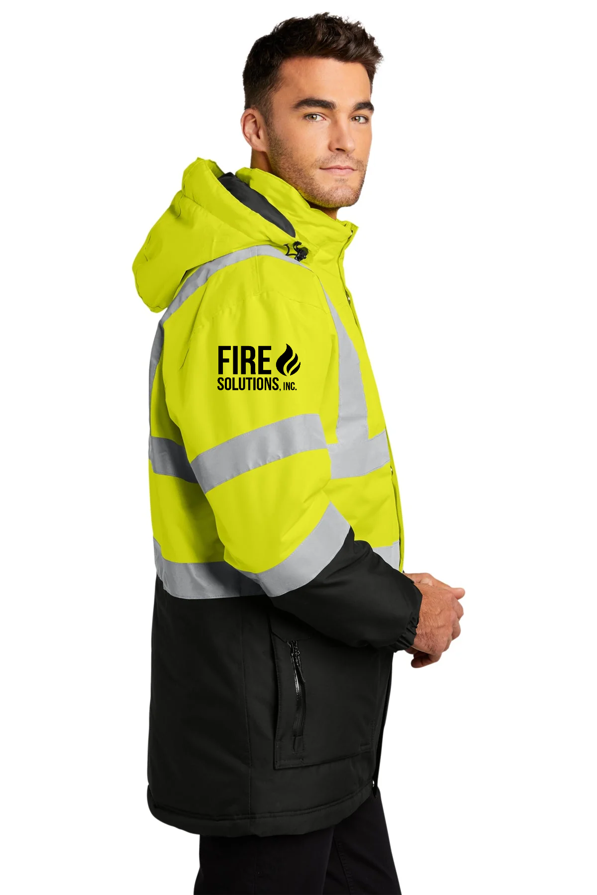 Port Authority ANSI 107 Class 3 Safety Customized Heavyweight Parkas, Safety Yellow/ Black/ Reflective [Fire Solutions]