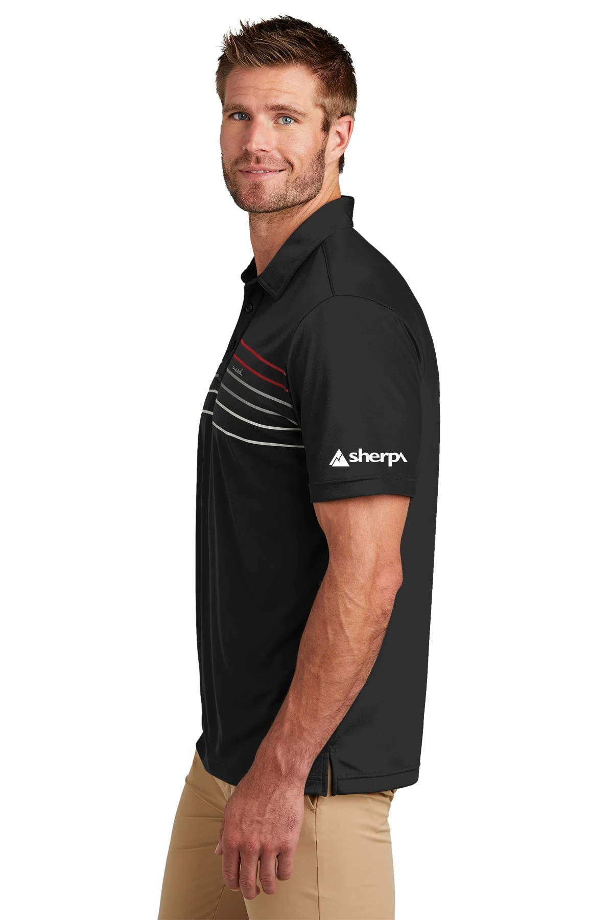 Custom TravisMathew Coto Performance Chest Stripe Polo TM1MY400 Black [Sherpa LLC]