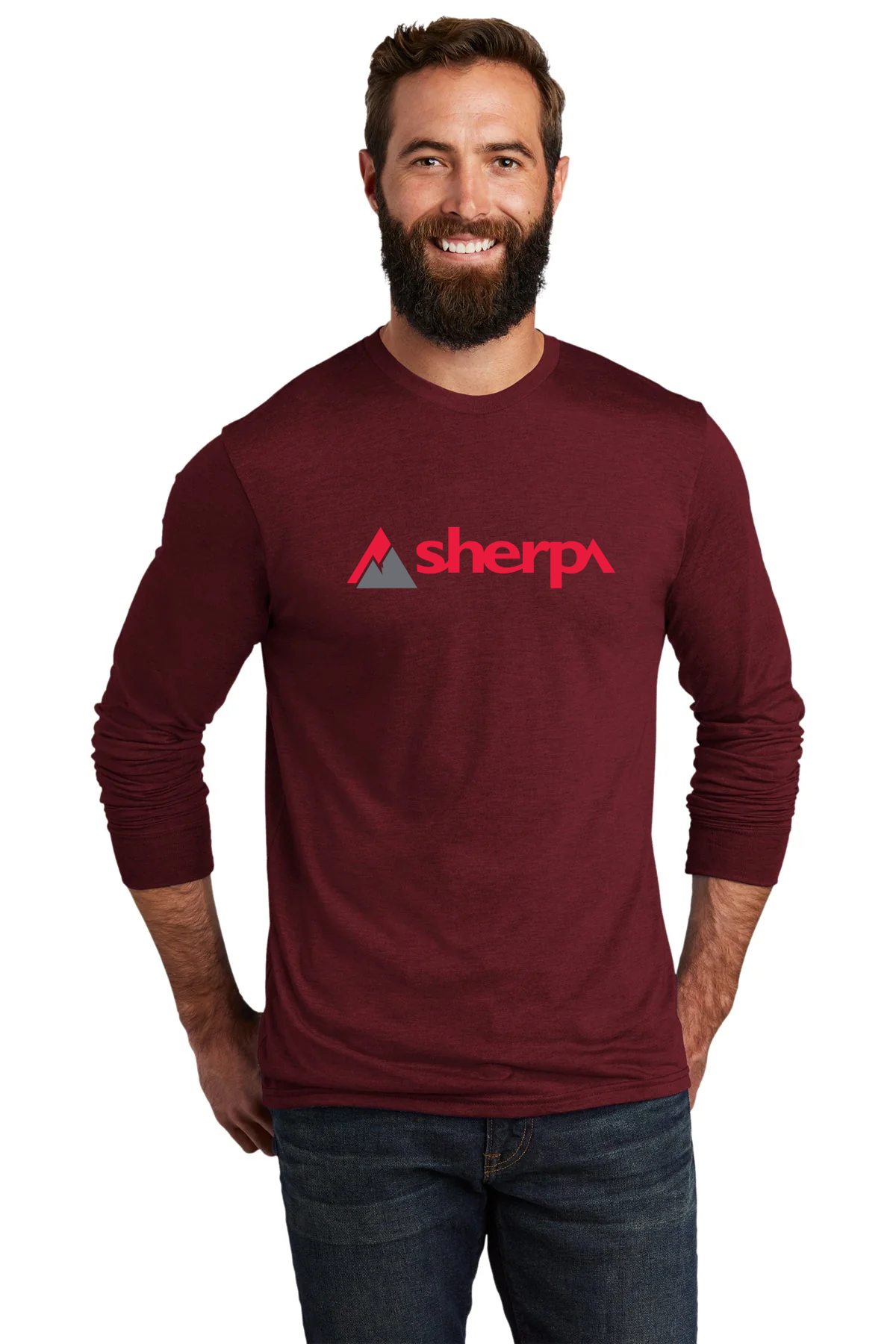 Allmade Unisex Tri-Blend Branded Long Sleeve Tee, Vino Red [Sherpa LLC]