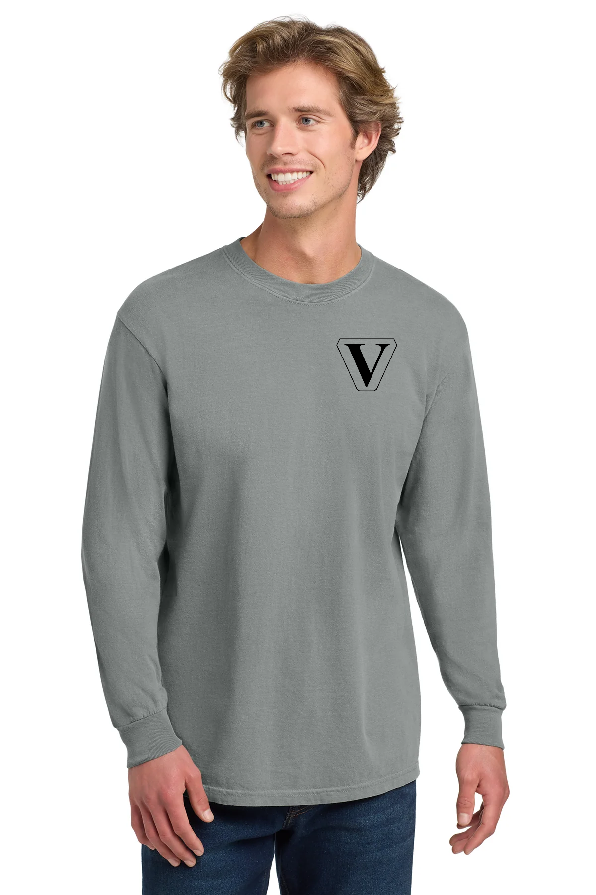 Comfort Colors Heavyweight Custom Ring Spun Long Sleeve Tees, Granite [Vision Electric and Systems]