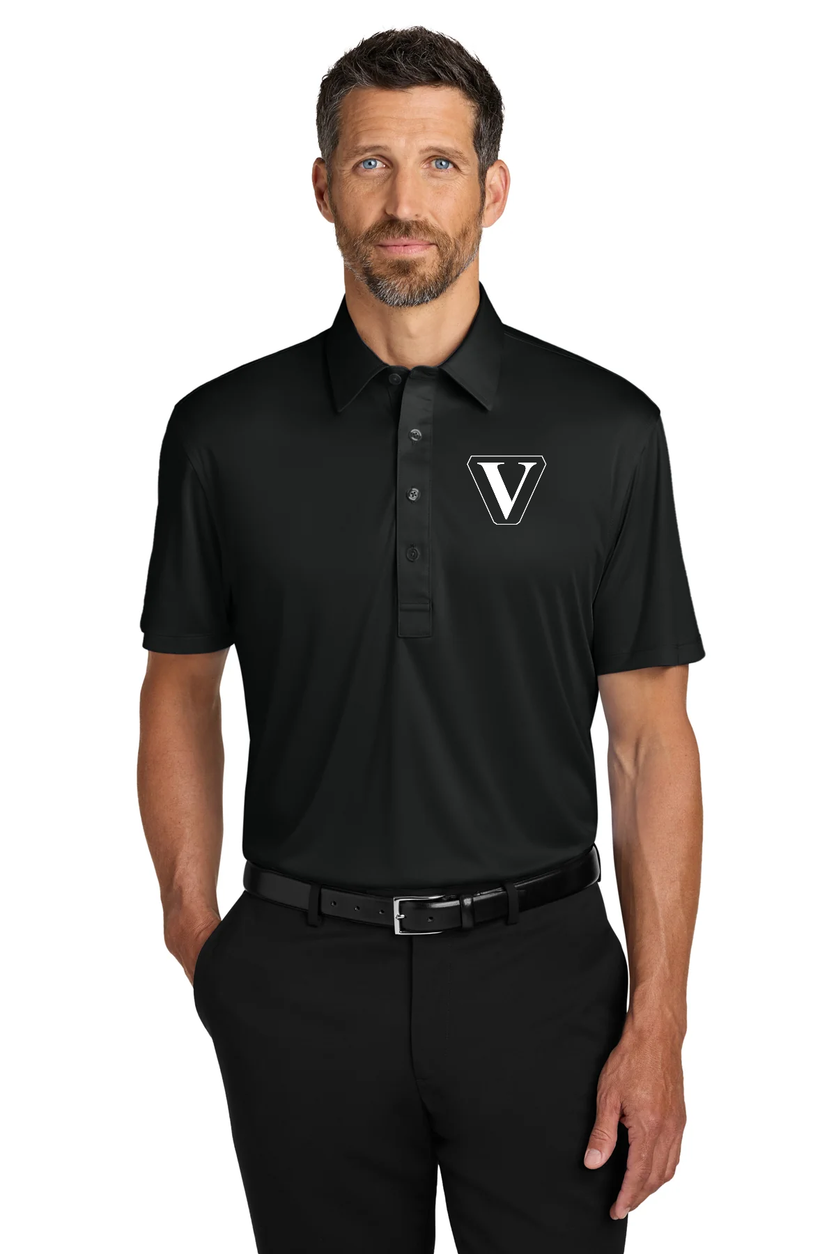 Port Authority Shirt Collar Polo, Deep Black [Vision Electric and Systems]