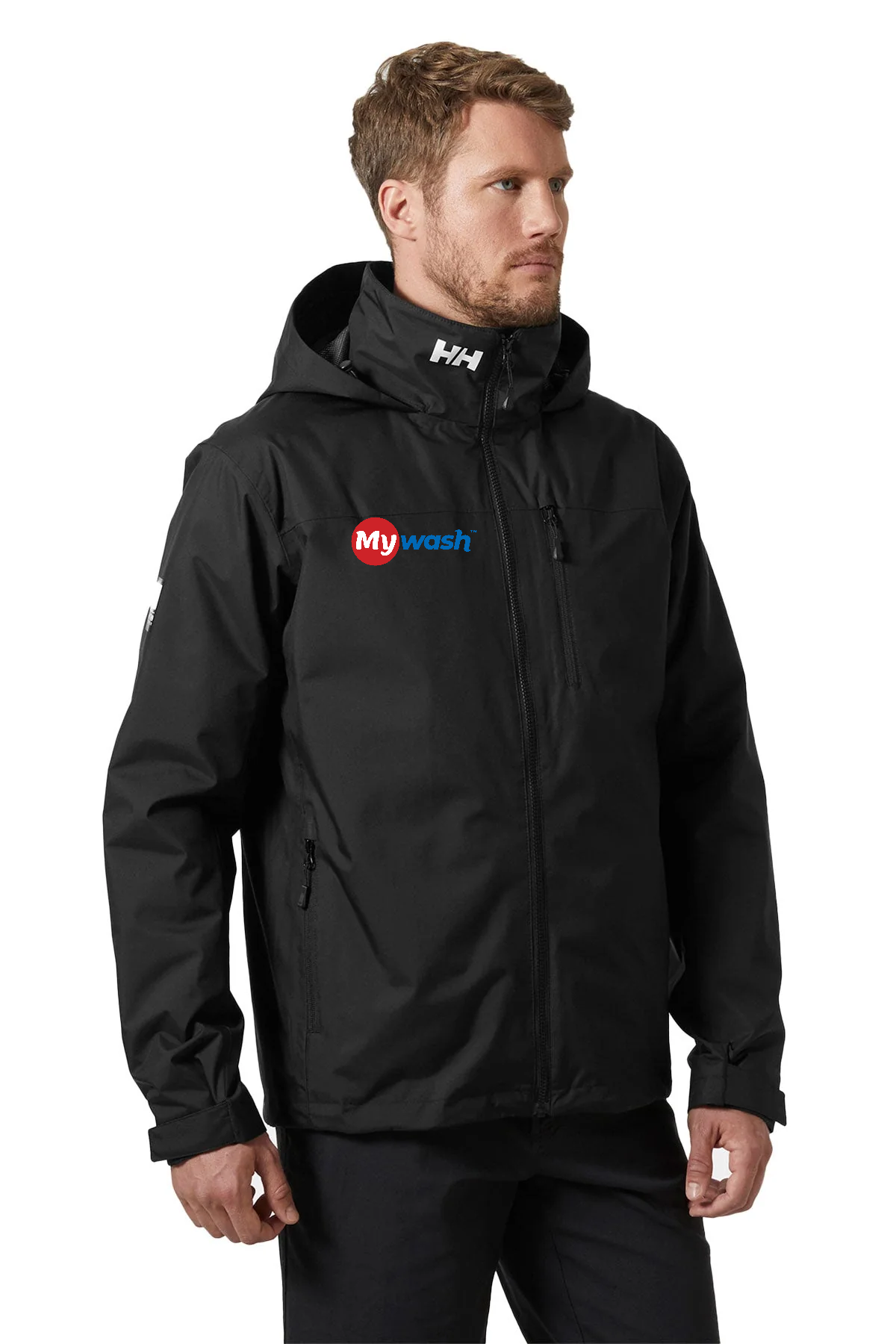 Helly Hansen Mens Crew Hooded Midlayer Jacket 2.0, Black [MyWash Car Wash]