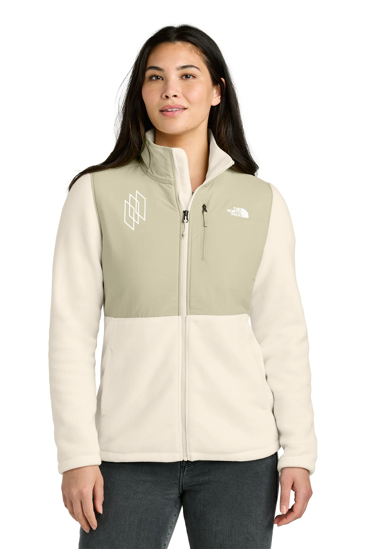 The North Face Womens Highest Peak Full-Zip Fleece Custom Jackets, Gardenia White [Glazing Solutions]