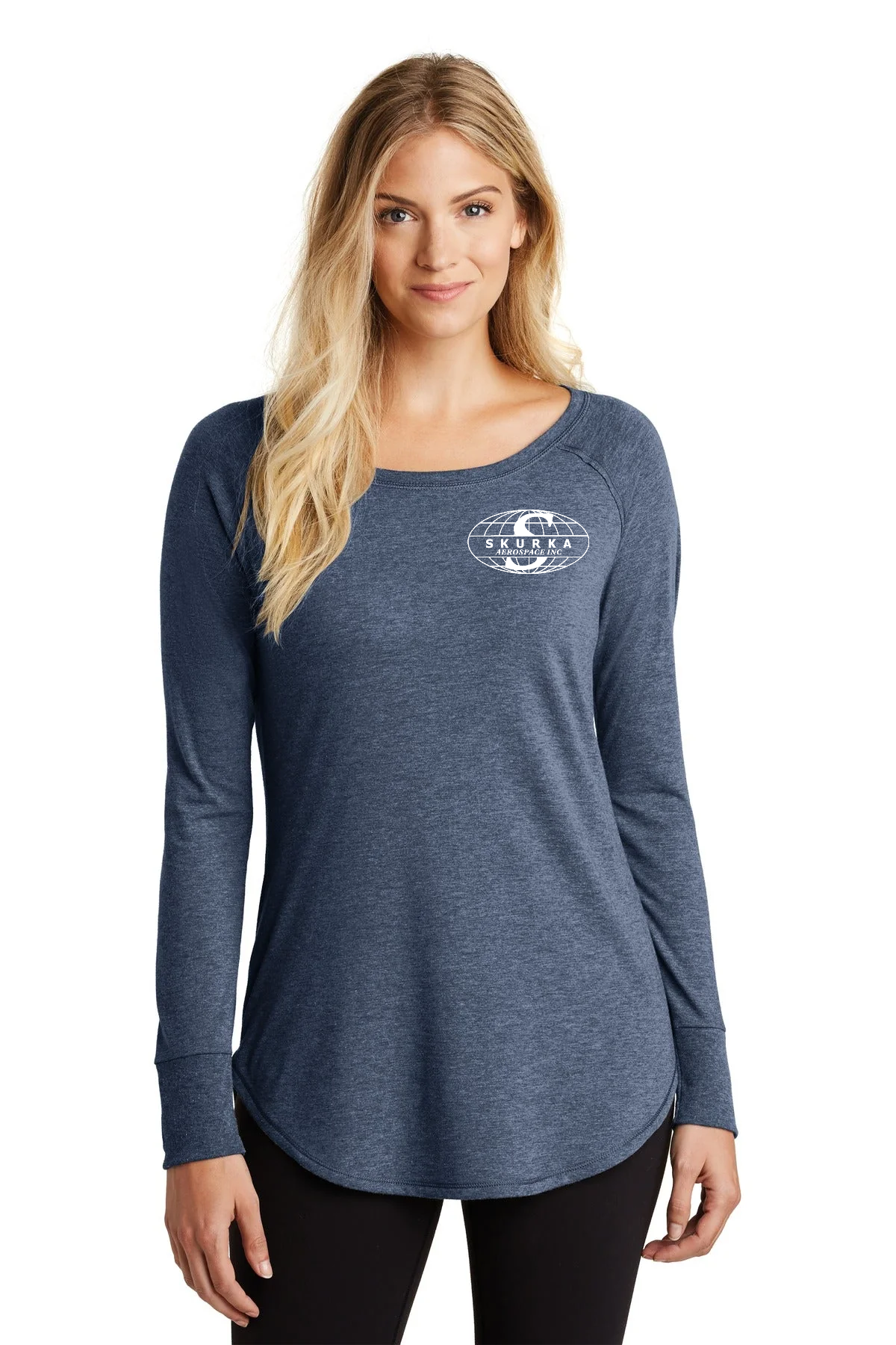 District Made Ladies Perfect Tri Long Sleeves, Navy Frost [Skurka Aerospace, Inc.]