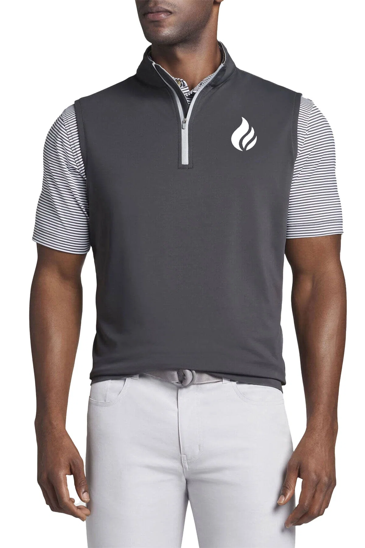 Peter Millar Galway Performance Customized Quarter Zip Vests, Iron Grey [Fire Solutions]