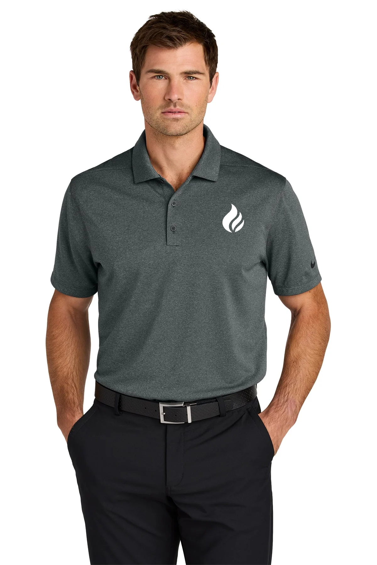 Nike Dri-FIT Smooth Heather Custom Polos, Anthracite Heather [Fire Solutions]