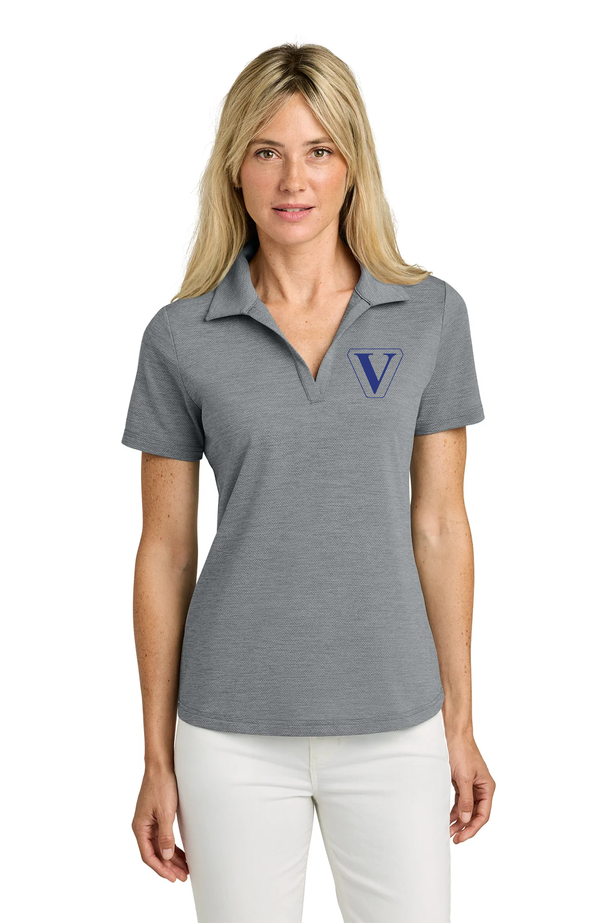 TravisMathew Womens Onward Custom Polos, Grey Heather [Vision Electric and Systems]
