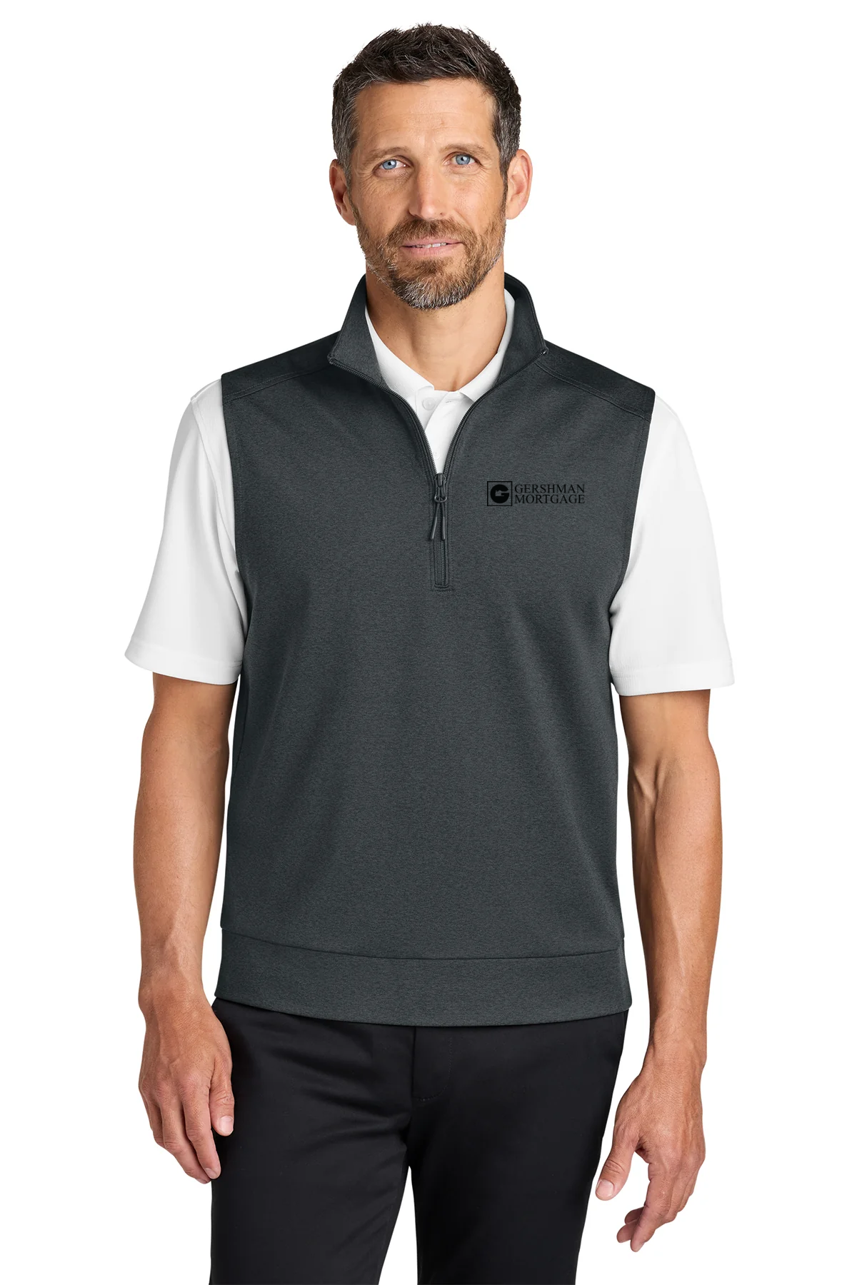 Port Authority C-FREE Double Knit 1/4-Zip Vest, Grey Steel Heather [Gershman Mortgage]
