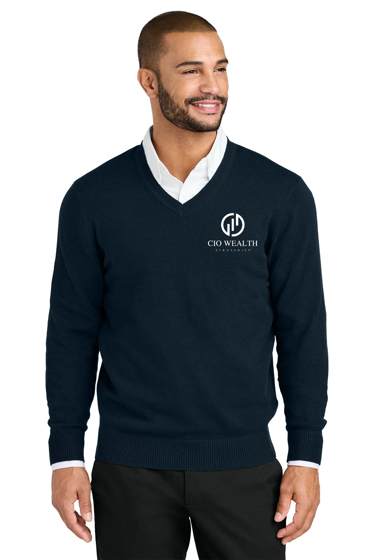 Port Authority Easy Care V-Neck Custom Sweaters, River Blue Navy [CIO Wealth Strategies]