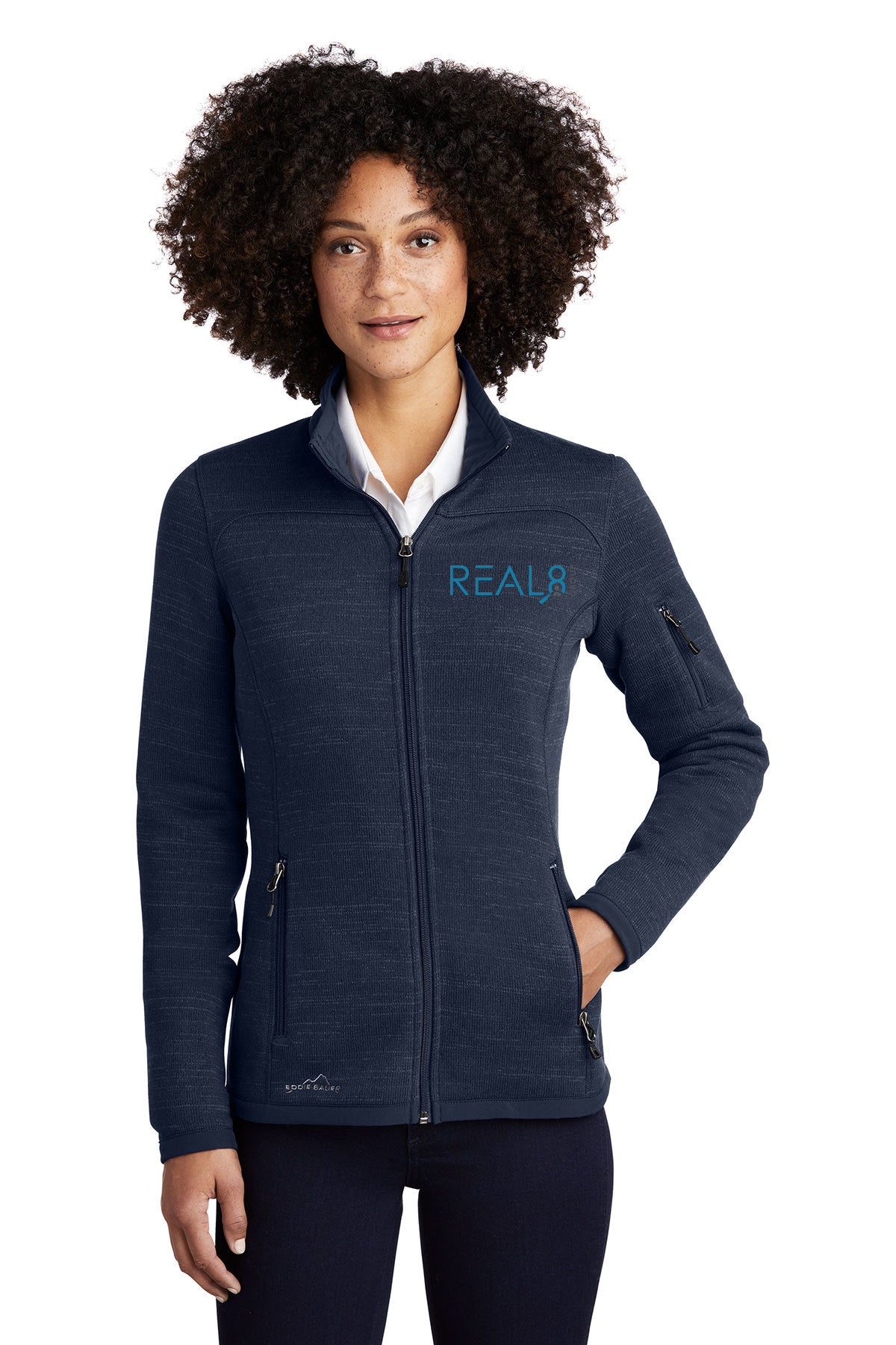Eddie Bauer Ladies Custom Sweater Fleece Jackets, River Blue Navy Heather [Real8 Group]