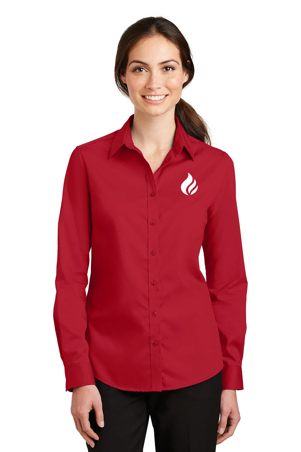 Port Authority Ladies SuperPro Custom Twill Shirts, Rich Red [Fire Solutions]