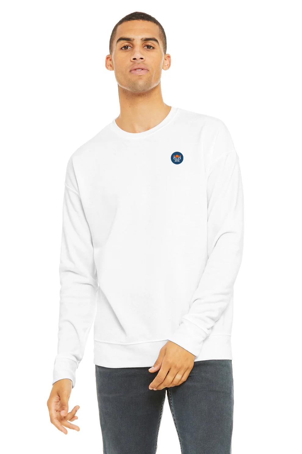 Bella Canvas Unisex Drop Shoulder Pullover, White - Embroidery [Reynolds and Moore]