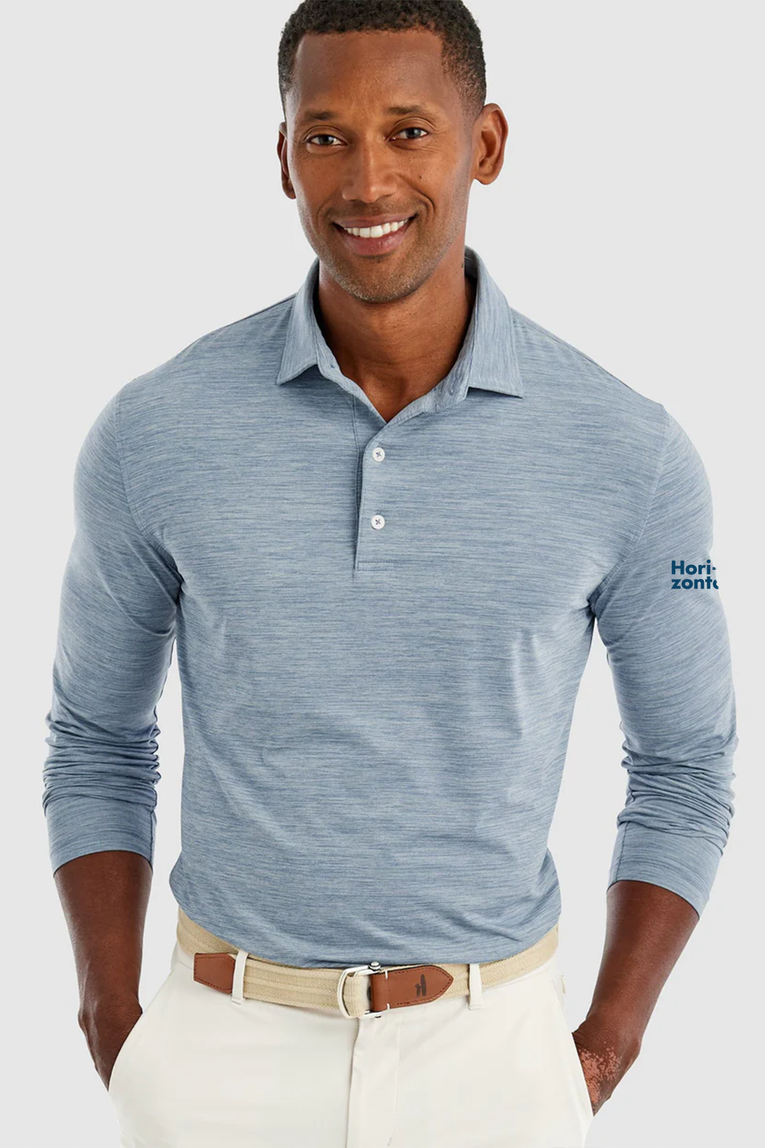 Johnnie-O Swing Long Sleeve Featherweight Polo, Lake [Horizontal Talent]