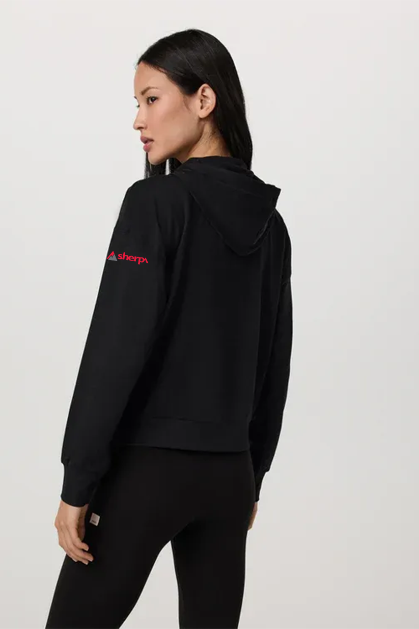 Vuori Women's Halo Modern Pullover Hoodie, Black Heather [Sherpa LLC]