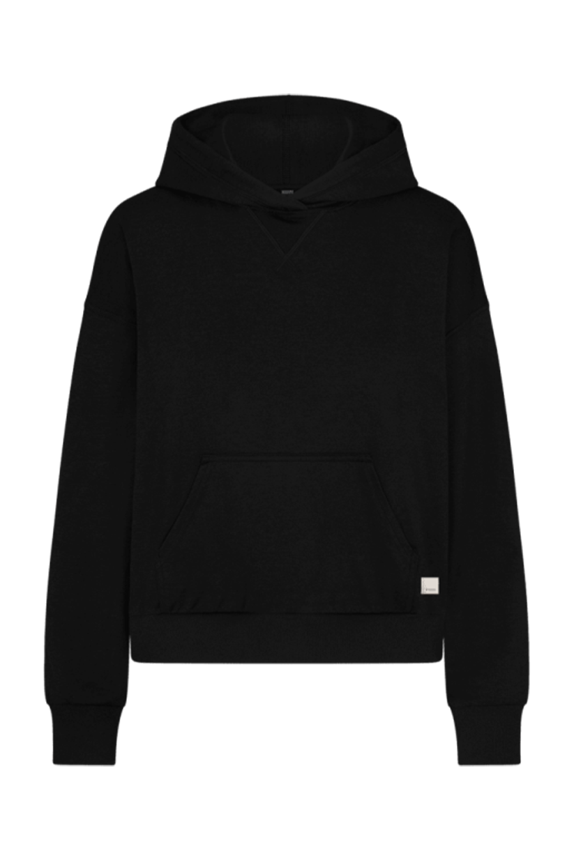 Vuori Women's Halo Modern Pullover Hoodie, Black Heather [Sherpa LLC]