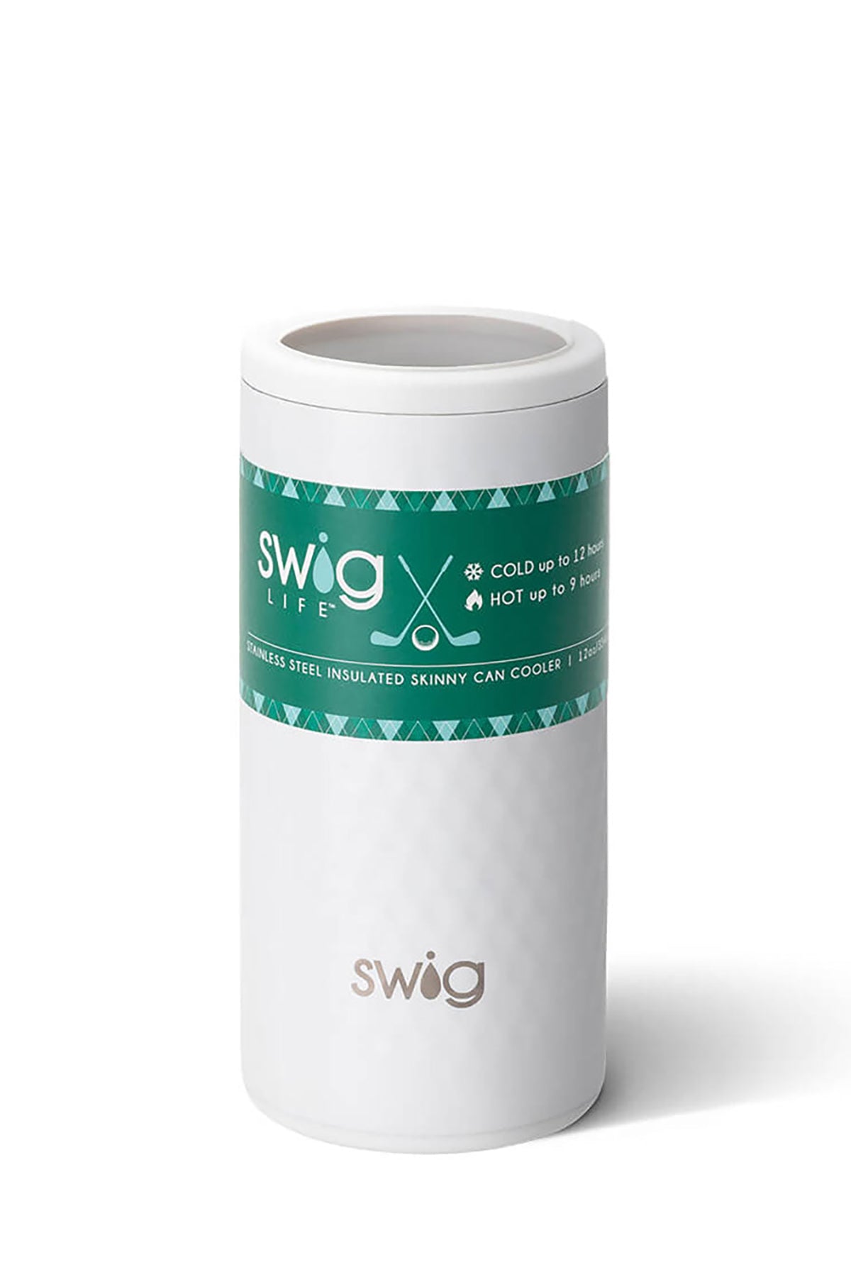 Swig 12 Oz Custom Skinny Can Coolers-Golf Partee, White