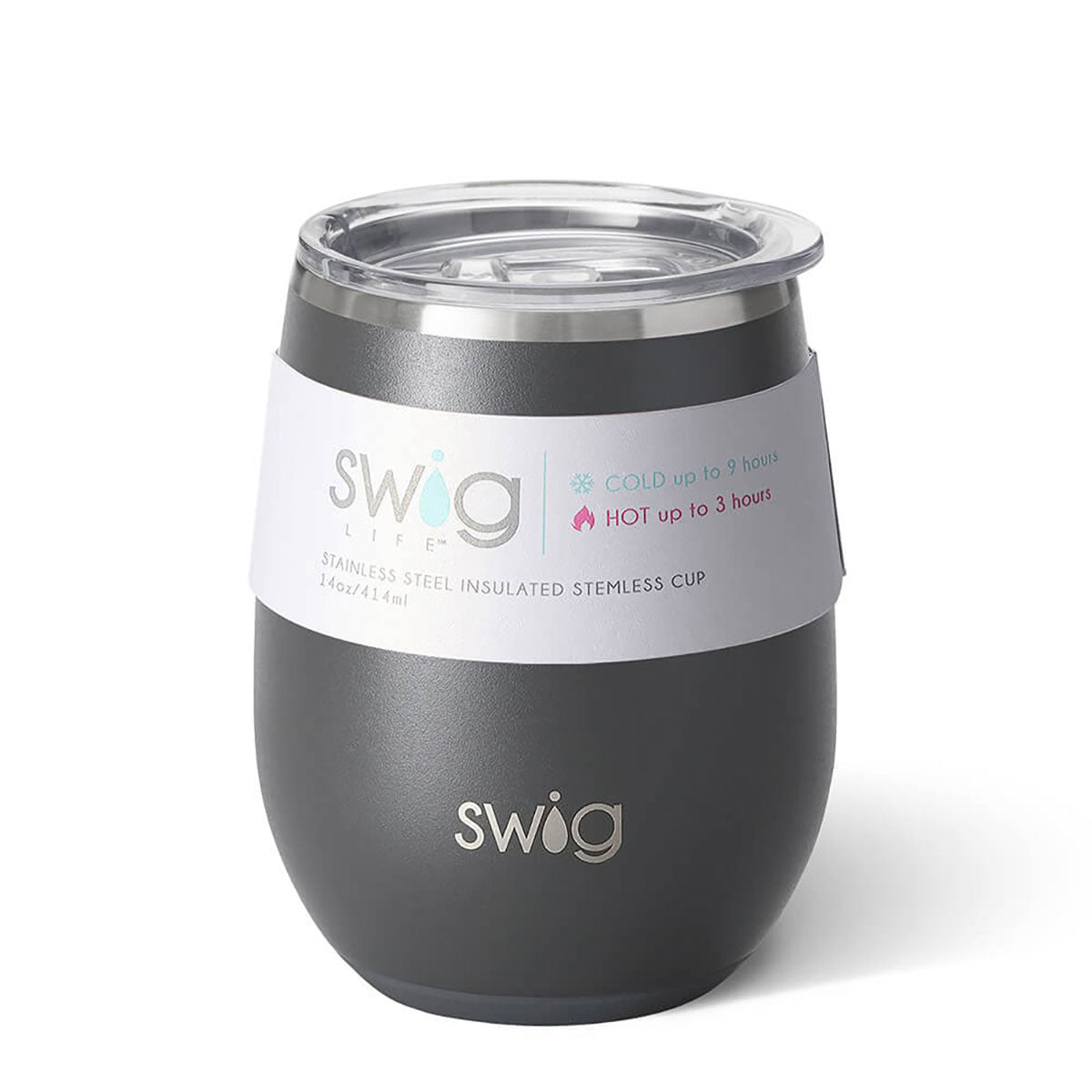 Swig 14 Oz Stemless Custom Wine Cups, Grey [Fooda]