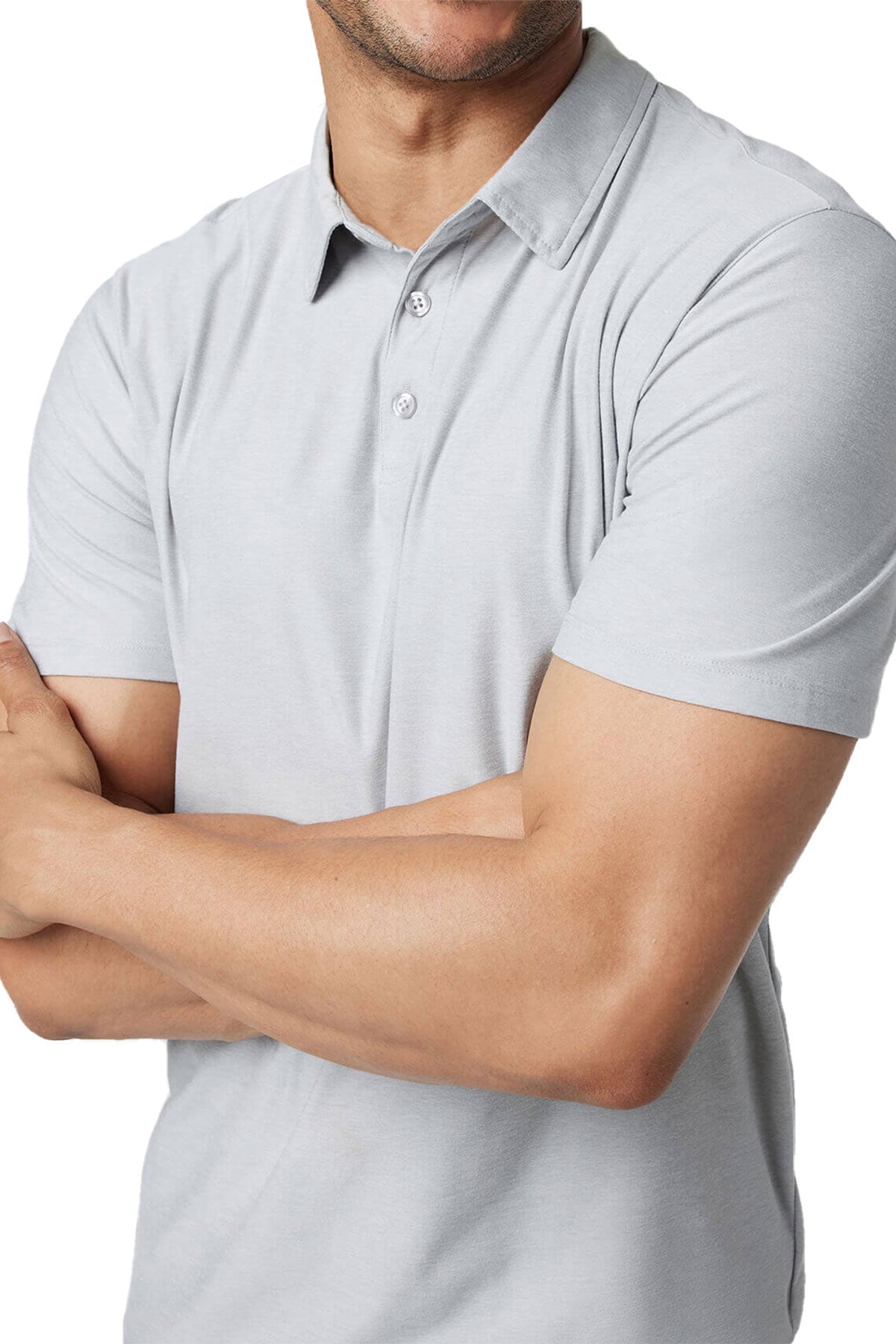 Vuori Men's Strato Tech Custom Polos, Platinum Heather [Fellowes Brands]