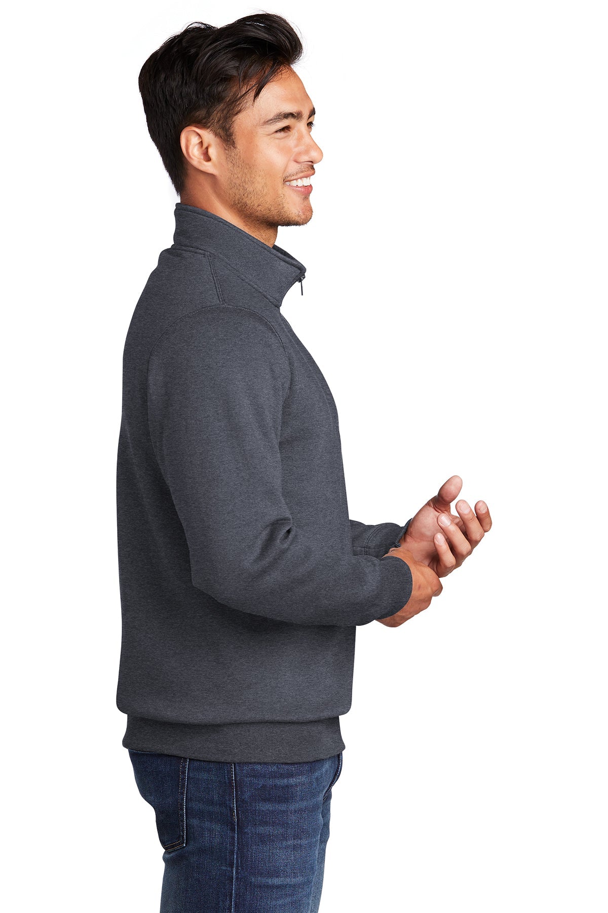 Port & Company Core Fleece 1/4-Zip Pullover Sweatshirt PC78Q Heather Navy