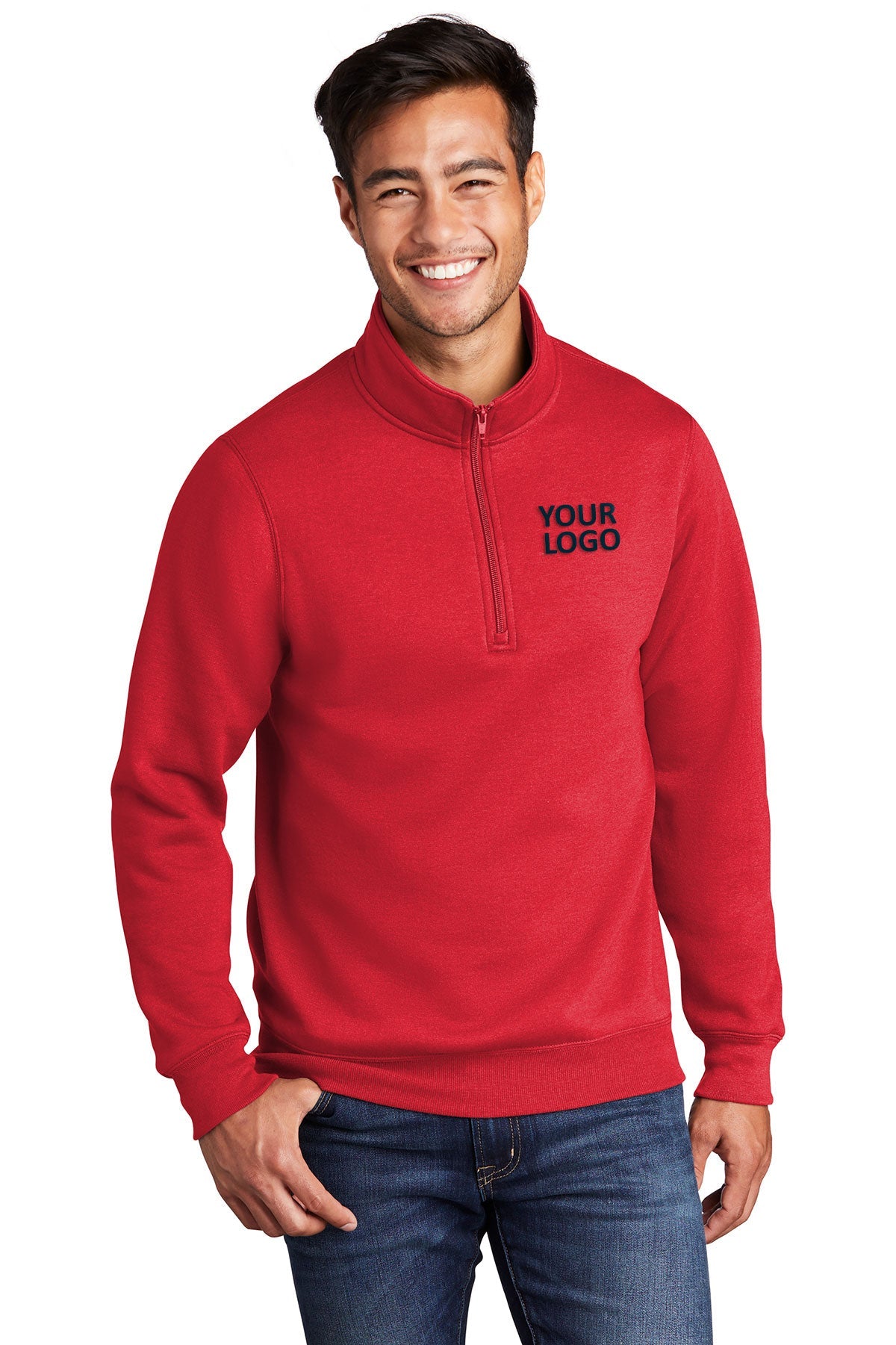 Port & Company Core Fleece 1/4-Zip Pullover Sweatshirt PC78Q Red