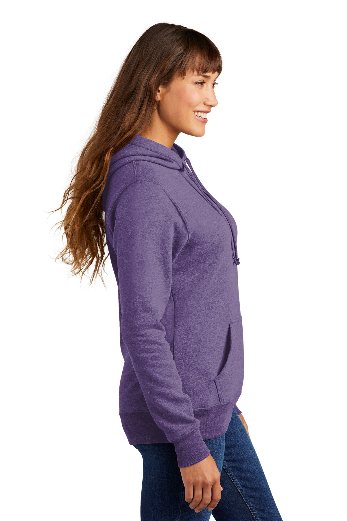 Port & Company Ladies Core Fleece Pullover Hooded Sweatshirt LPC78H Heather Purple
