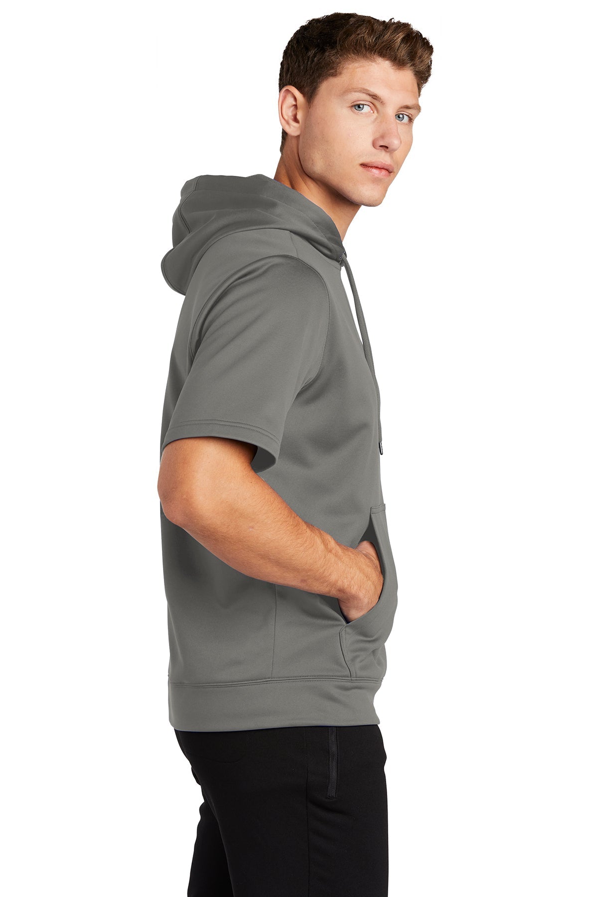 Sport-Tek Sport-Wick Fleece Short Sleeve Hooded Pullover ST251 Dark Smoke Grey