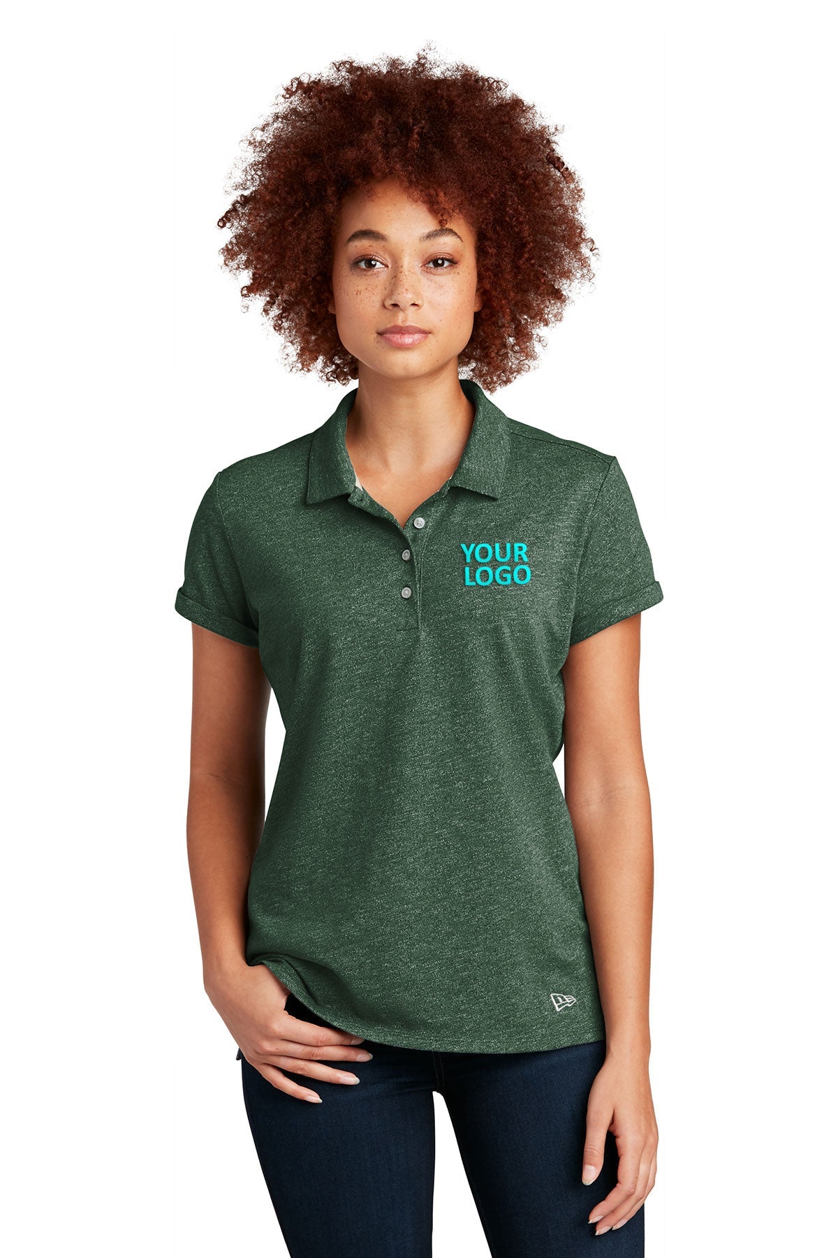New Era LNEA301 Dark Green Twist custom polo shirts with logo