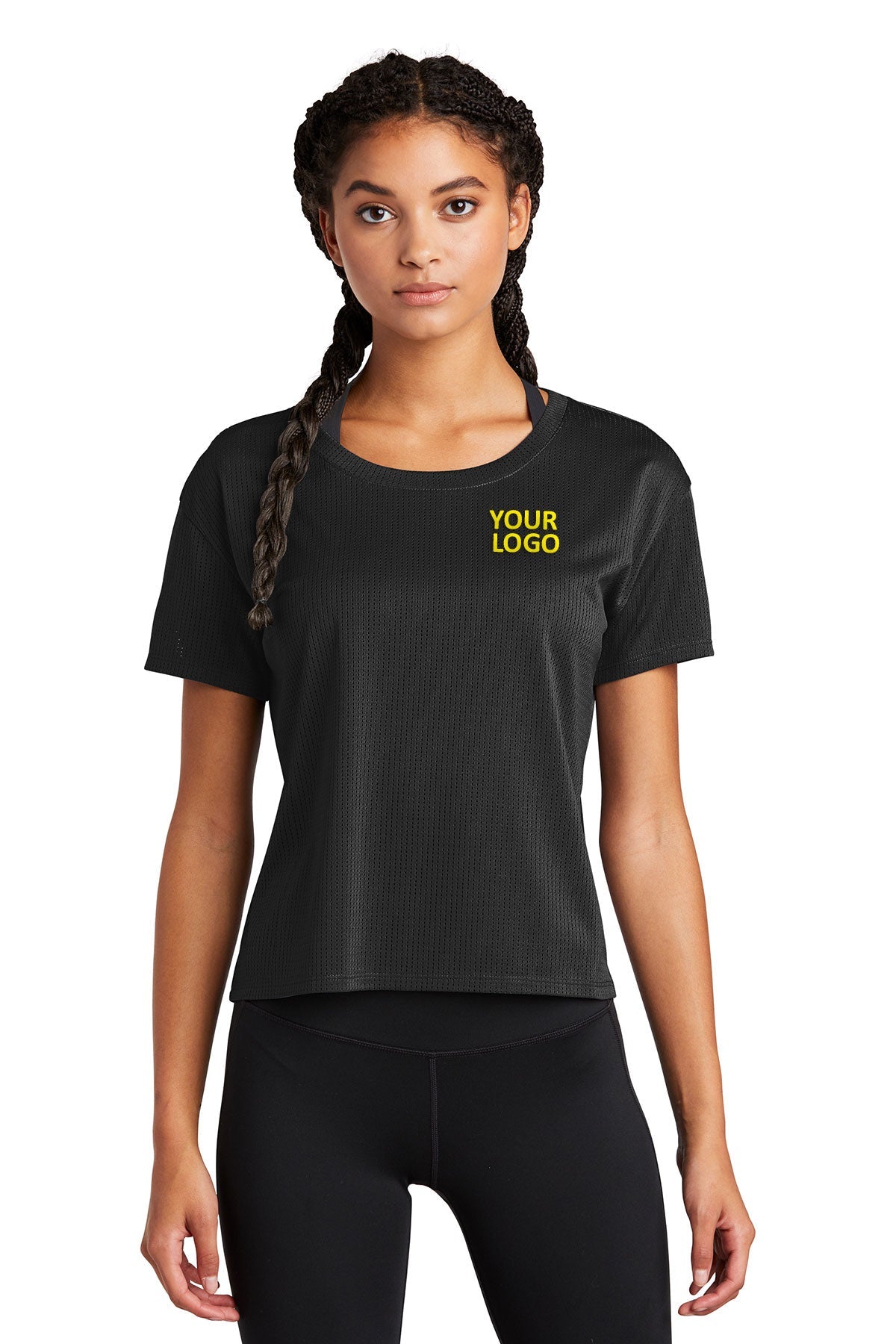 Sport-Tek Ladies PosiCharge Tri-Blend Wicking Draft Crop Tee LST411 Black