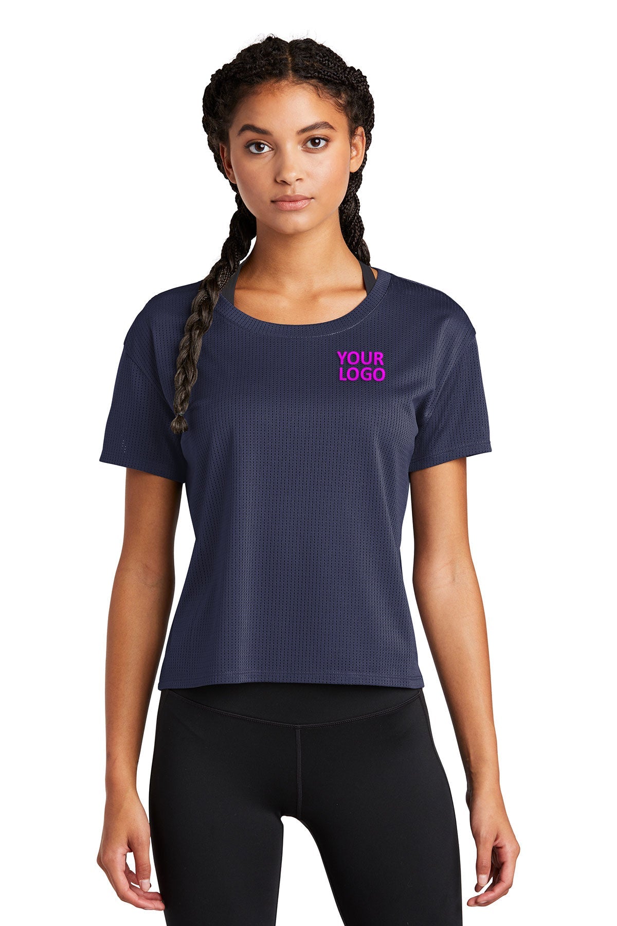 Sport-Tek Ladies PosiCharge Tri-Blend Wicking Draft Crop Tee LST411 True Navy