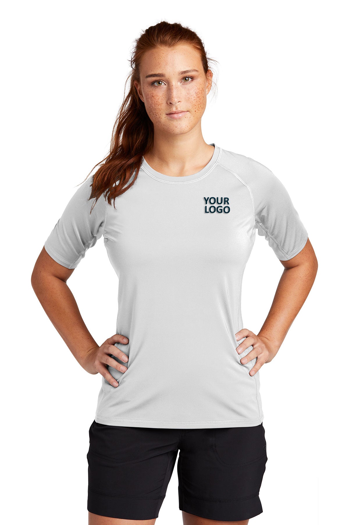 Sport-Tek White LST470 custom polo shirts with logo